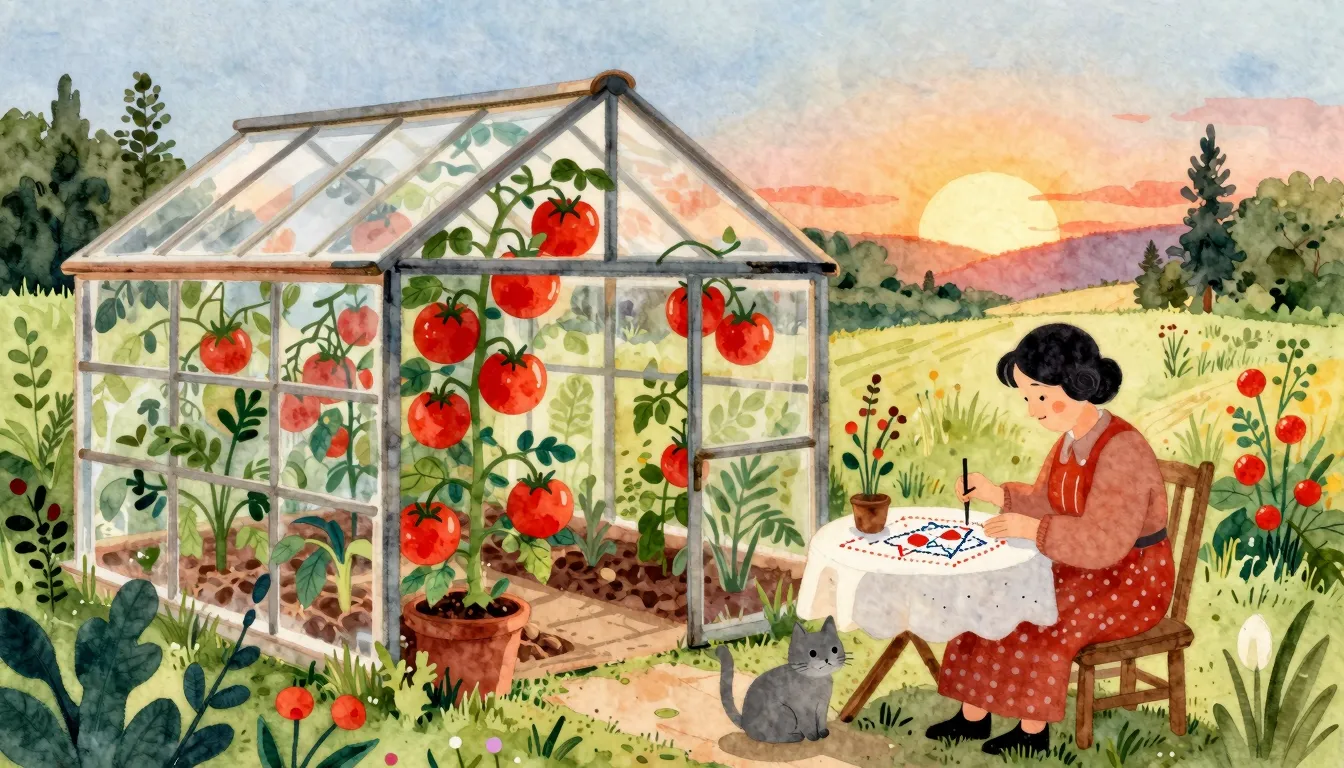 Vibrant watercolor style. A cozy, warm illustration of a cou...