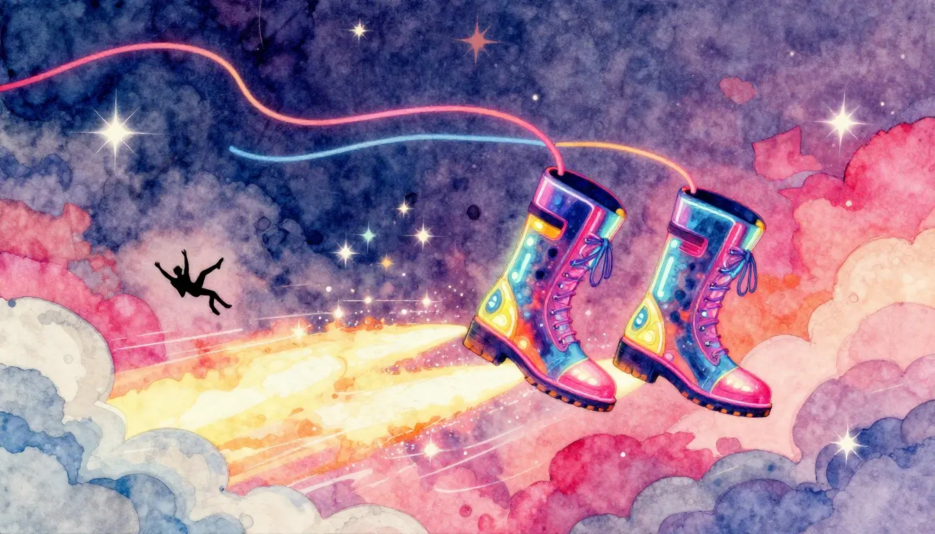 Vibrant watercolor style. Disco style album cover, a pair of...