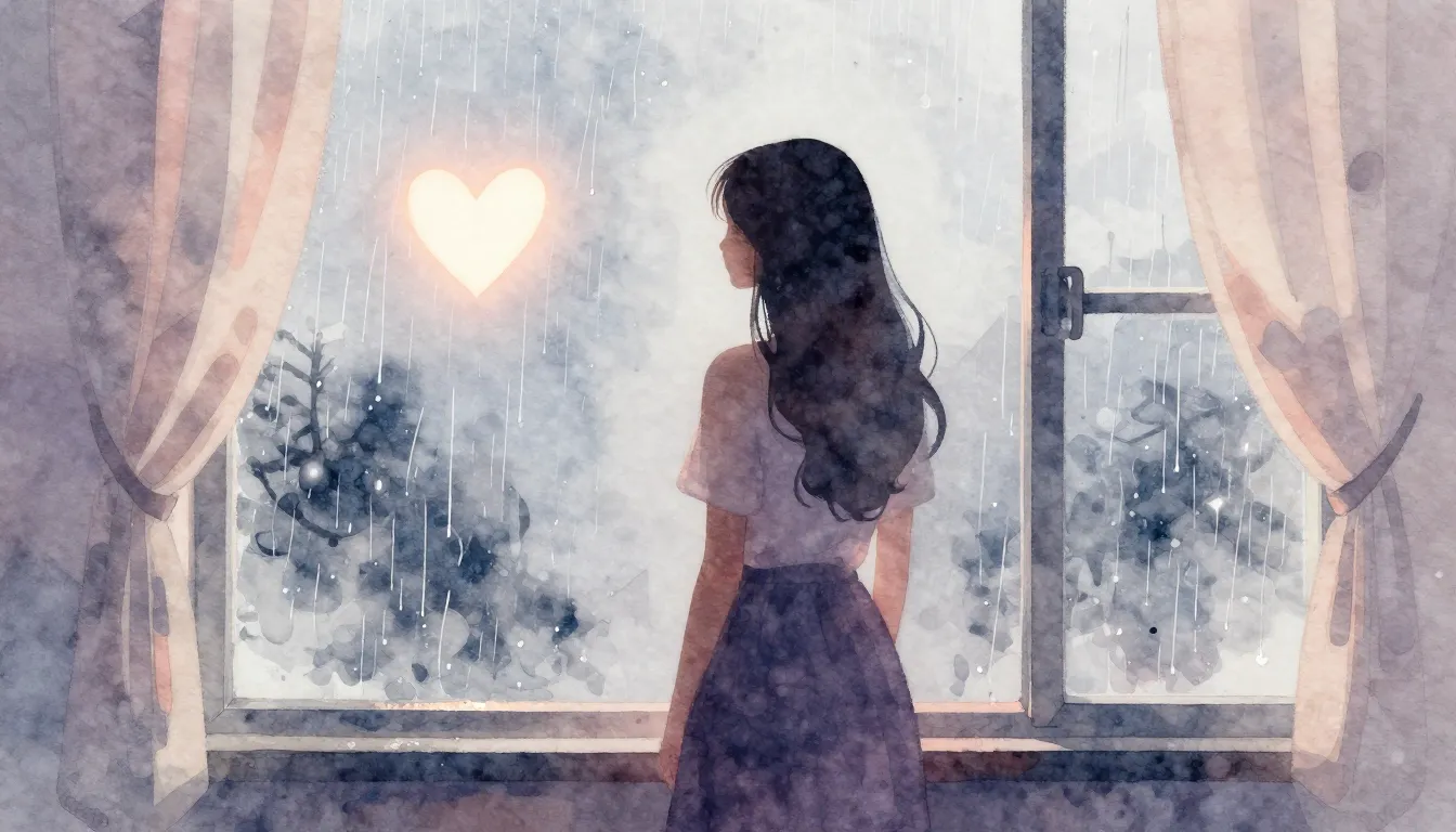 Watercolor style. Abstract silhouette of a woman standing ne...