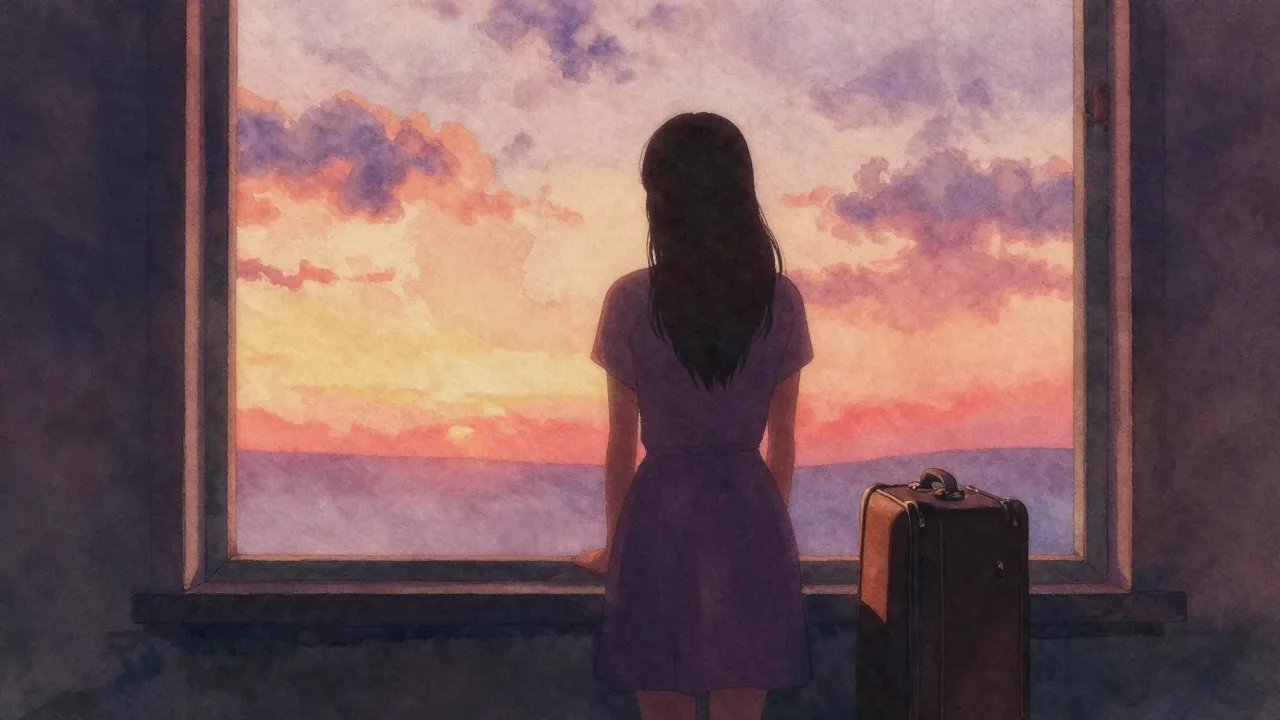Vibrant watercolor style. A nostalgic and emotional scene fe...