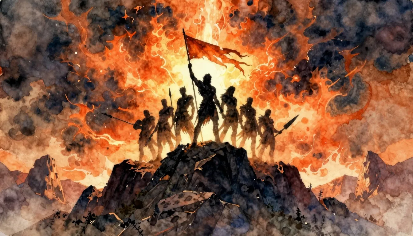 Vibrant watercolor style. Epic power metal album cover, a gr...