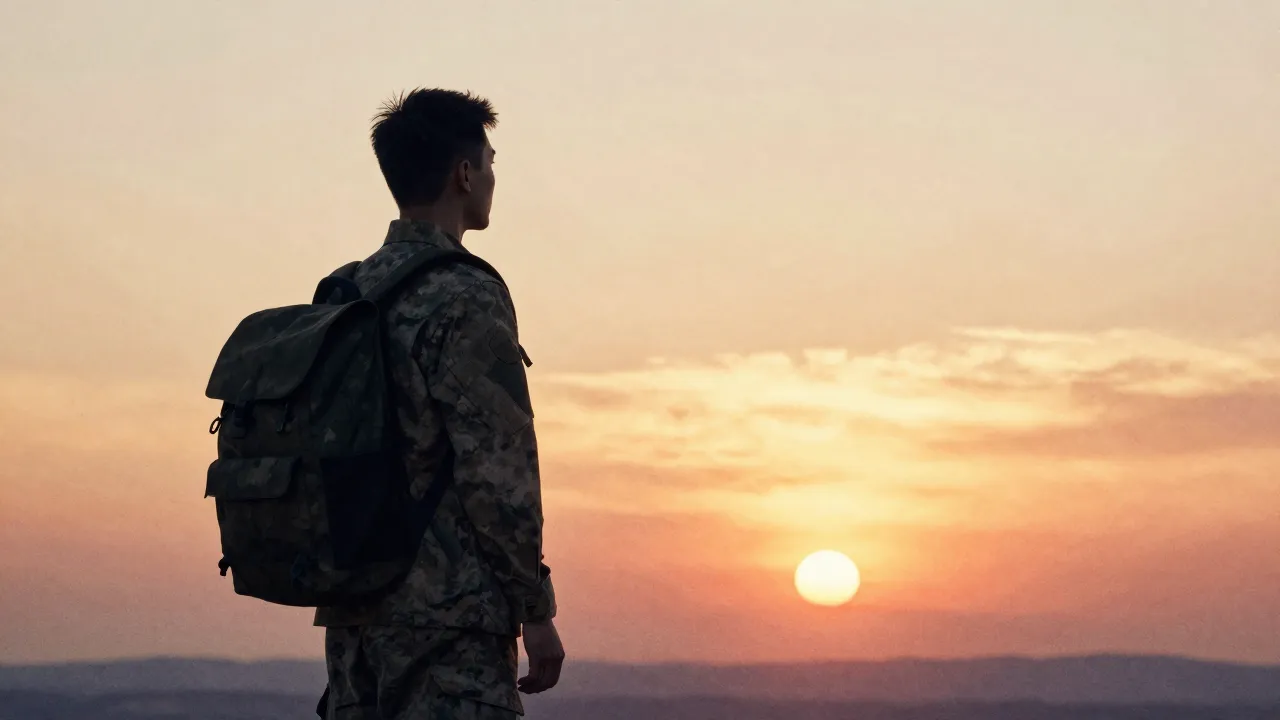 Watercolor style. A silhouette of a young man standing with ...