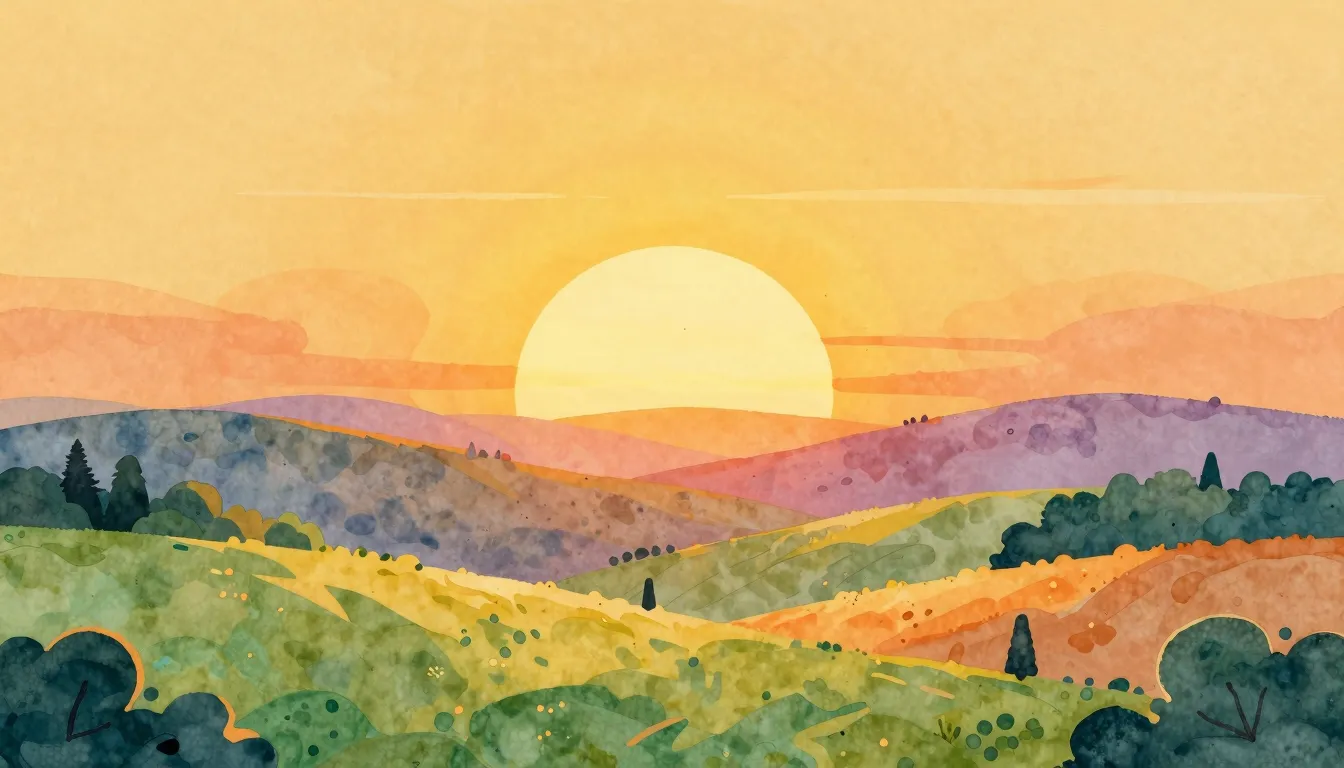 Vibrant watercolor style. A bright, cheerful illustration of...