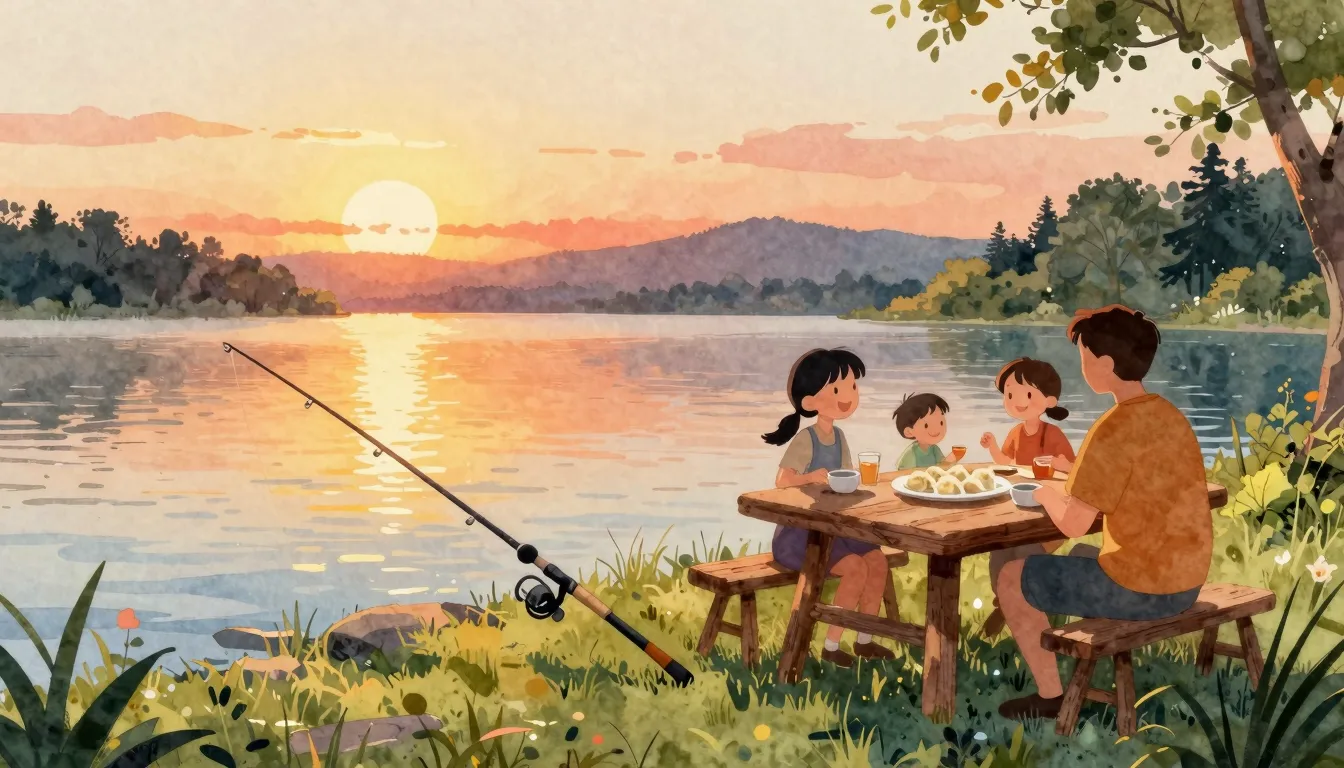 Vibrant watercolor style. A cozy, warm-toned illustration of...