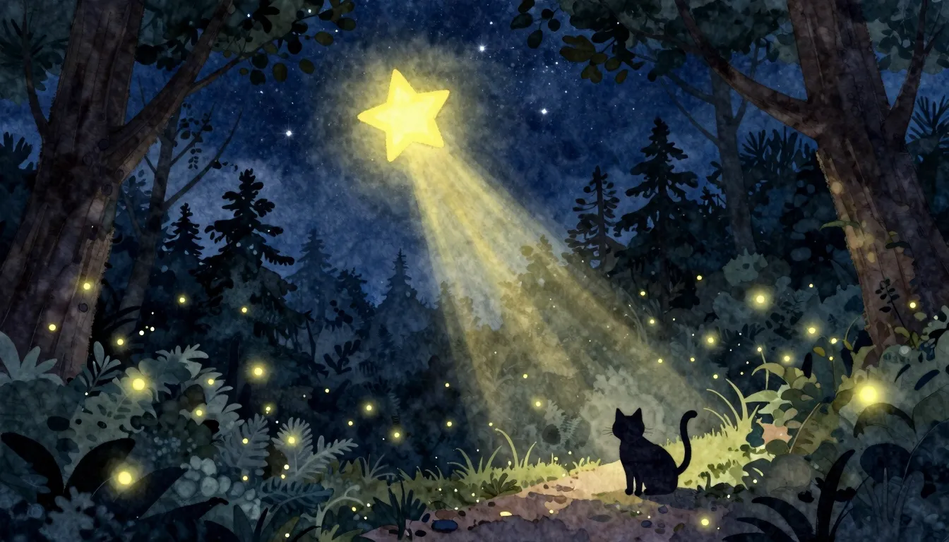 Watercolor style. A bright little star shining in the night ...