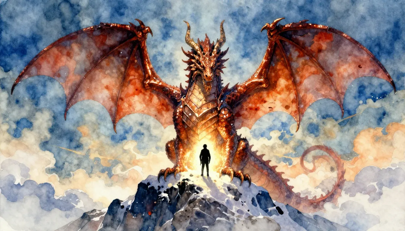 Vibrant watercolor style. Epic rock ballad album cover, a ma...