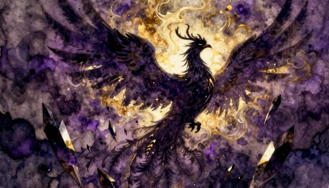 Vibrant watercolor style. Abstract dark fantasy art, a majes...