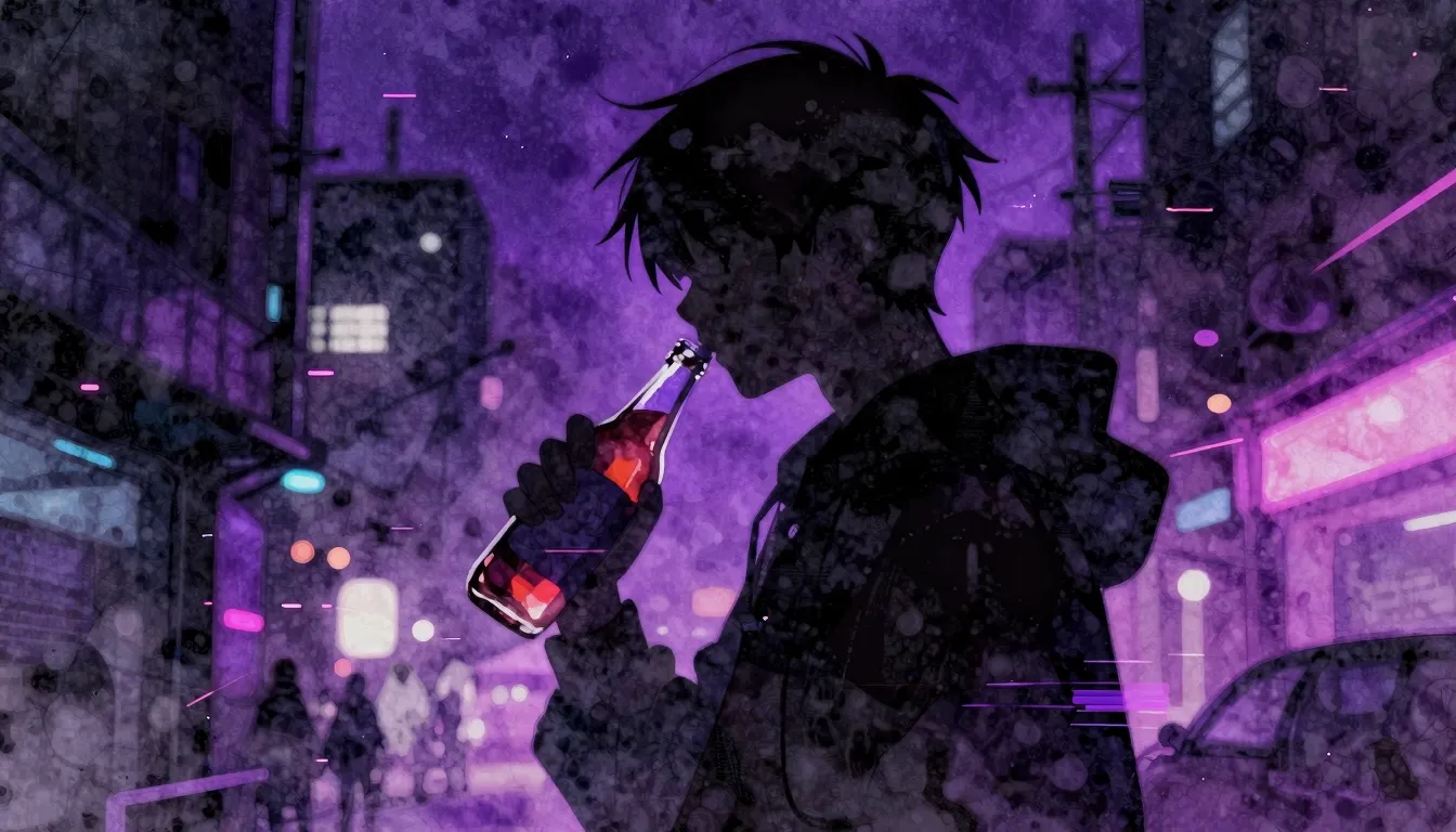 Vibrant watercolor style. Phonk style urban cover, silhouett...