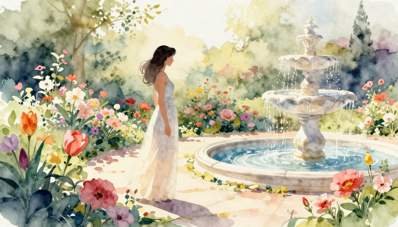 Watercolor style. A beautiful blooming garden with bright fl...