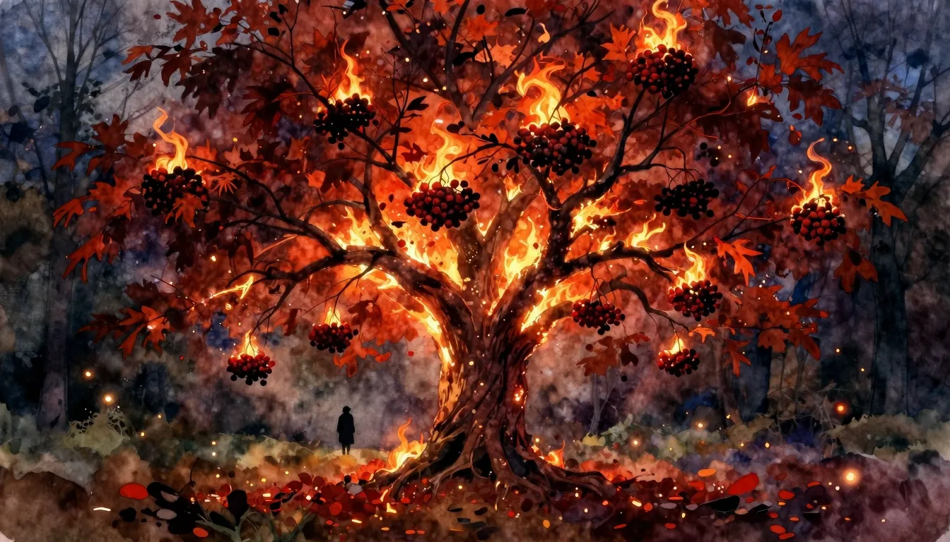 Vibrant watercolor style. Metalcore album cover art, a burni...