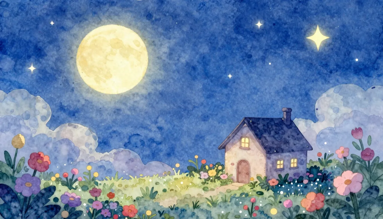 Vibrant watercolor style. A cozy, dreamy illustration of a p...
