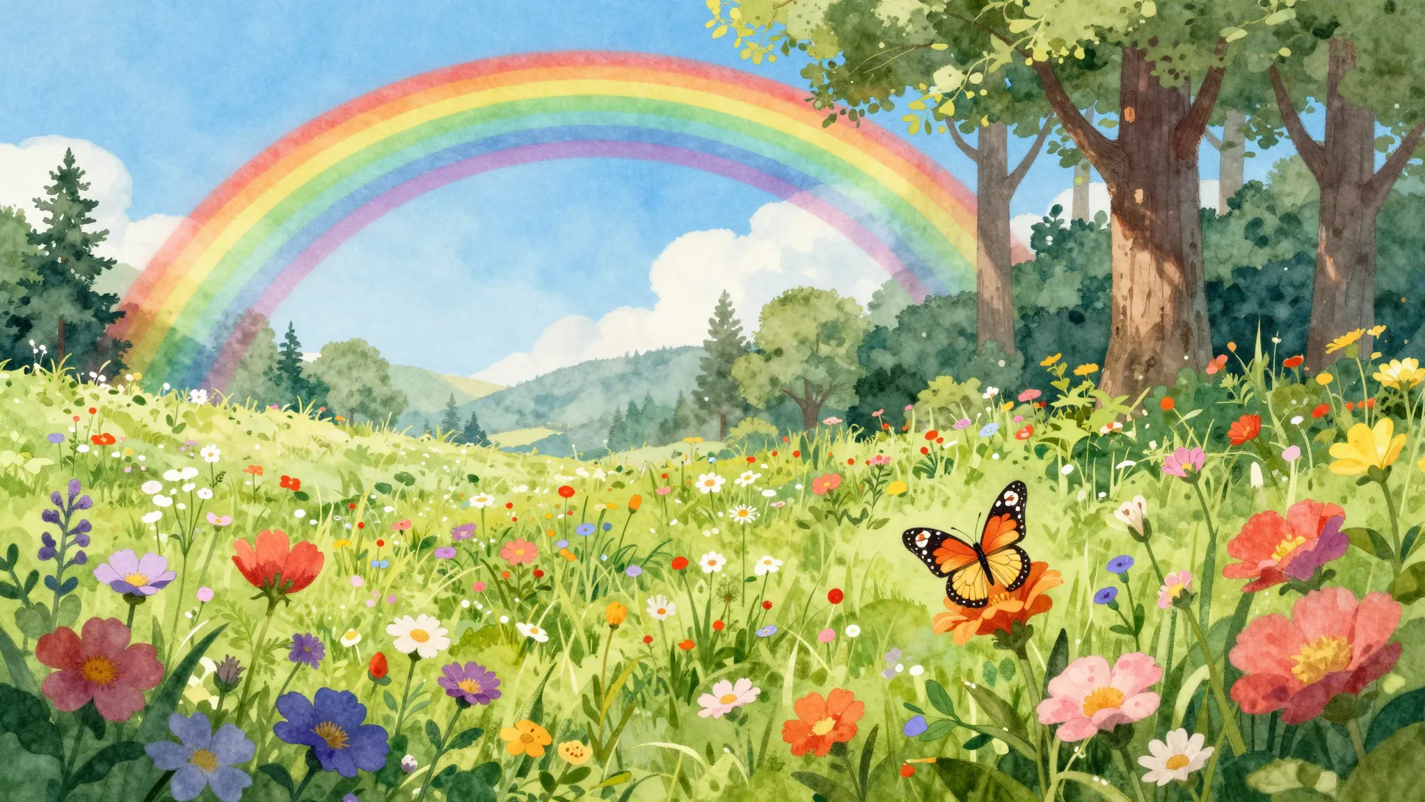 Vibrant watercolor style. A vibrant, whimsical illustration ...
