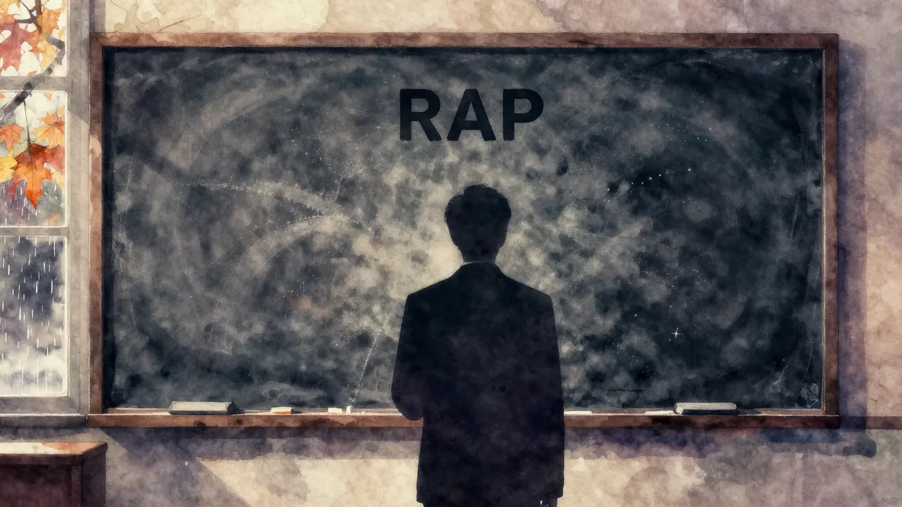 Vibrant watercolor style. Minimalist rap album cover, a silh...