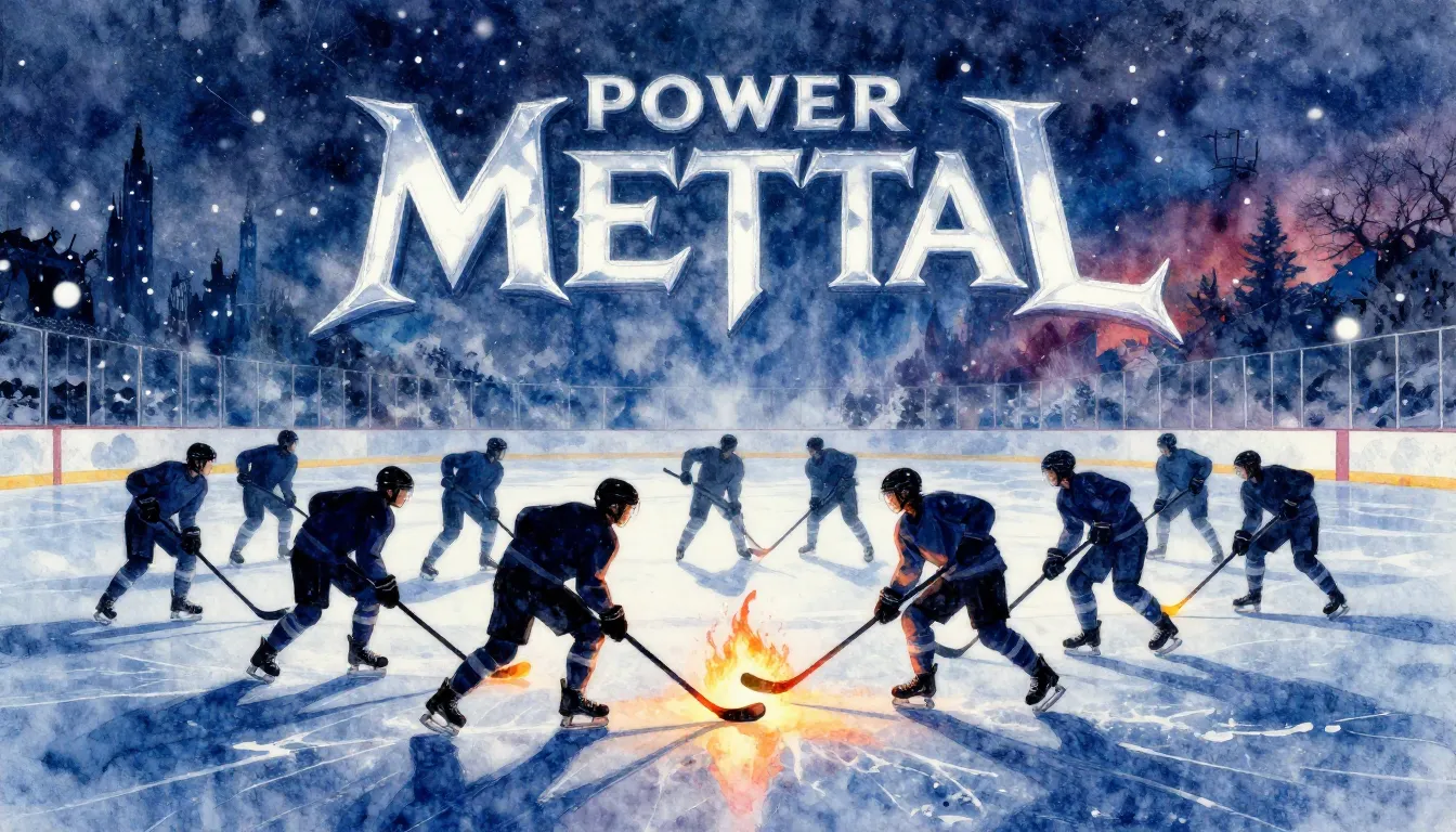 Vibrant watercolor style. Power metal album cover, epic ice ...