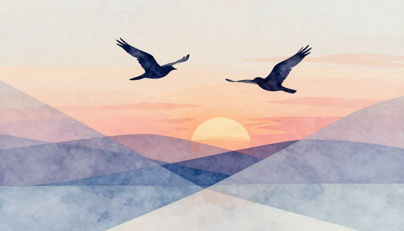 Watercolor style. Abstract geometric shapes merging together...