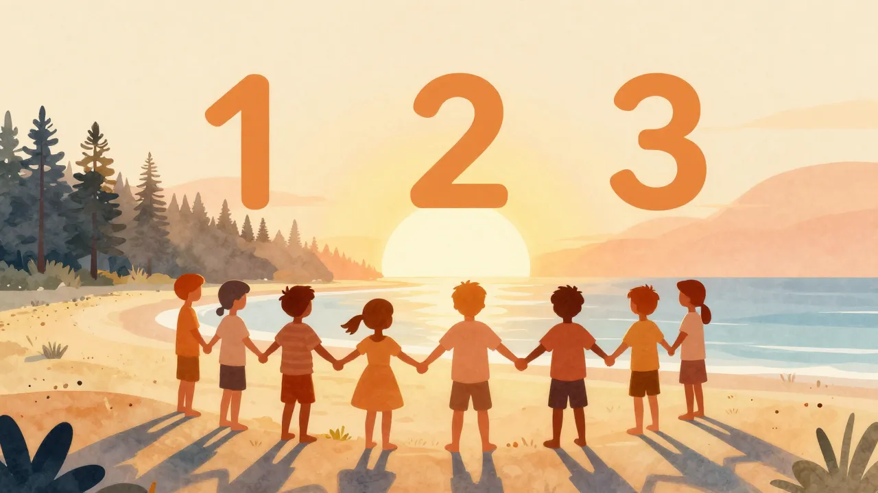 Watercolor style. Silhouette of children holding hands in a ...