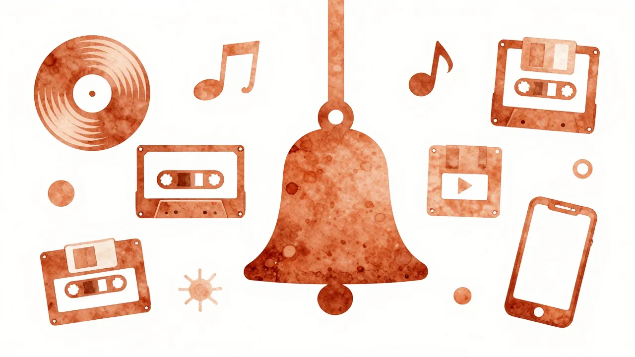 Watercolor style. A silhouette of a school bell ringing, sur...