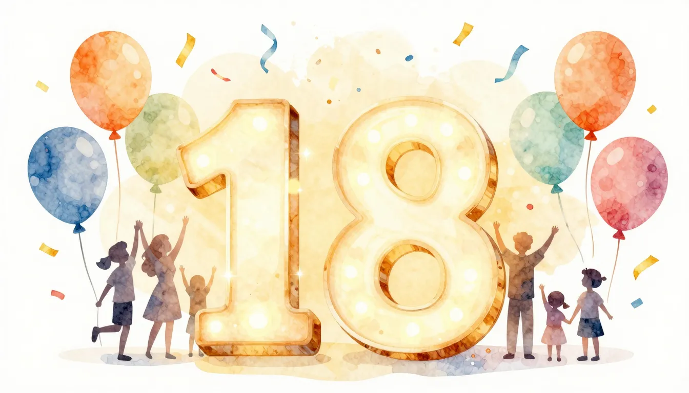 Watercolor style. A bright birthday celebration scene with a...