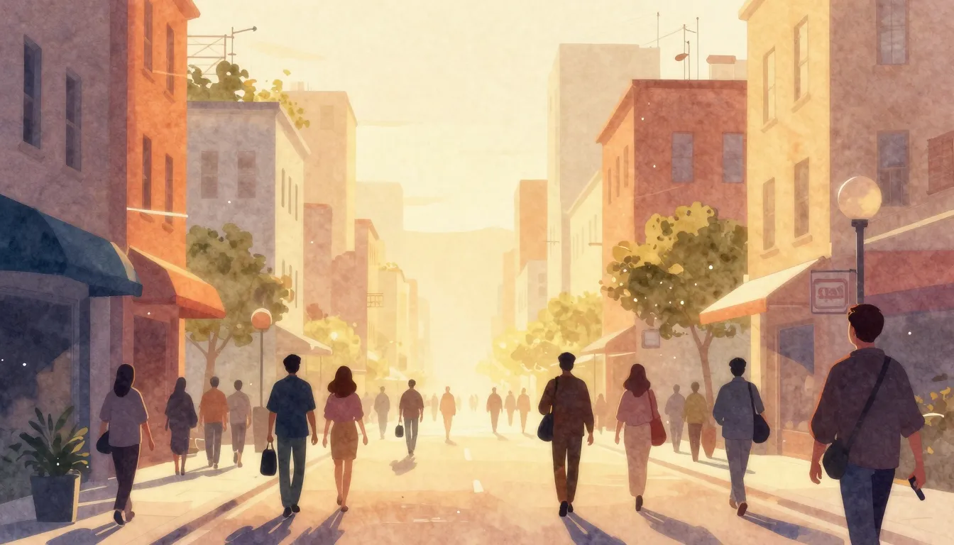 Vibrant watercolor style. A cinematic, warm-toned illustrati...