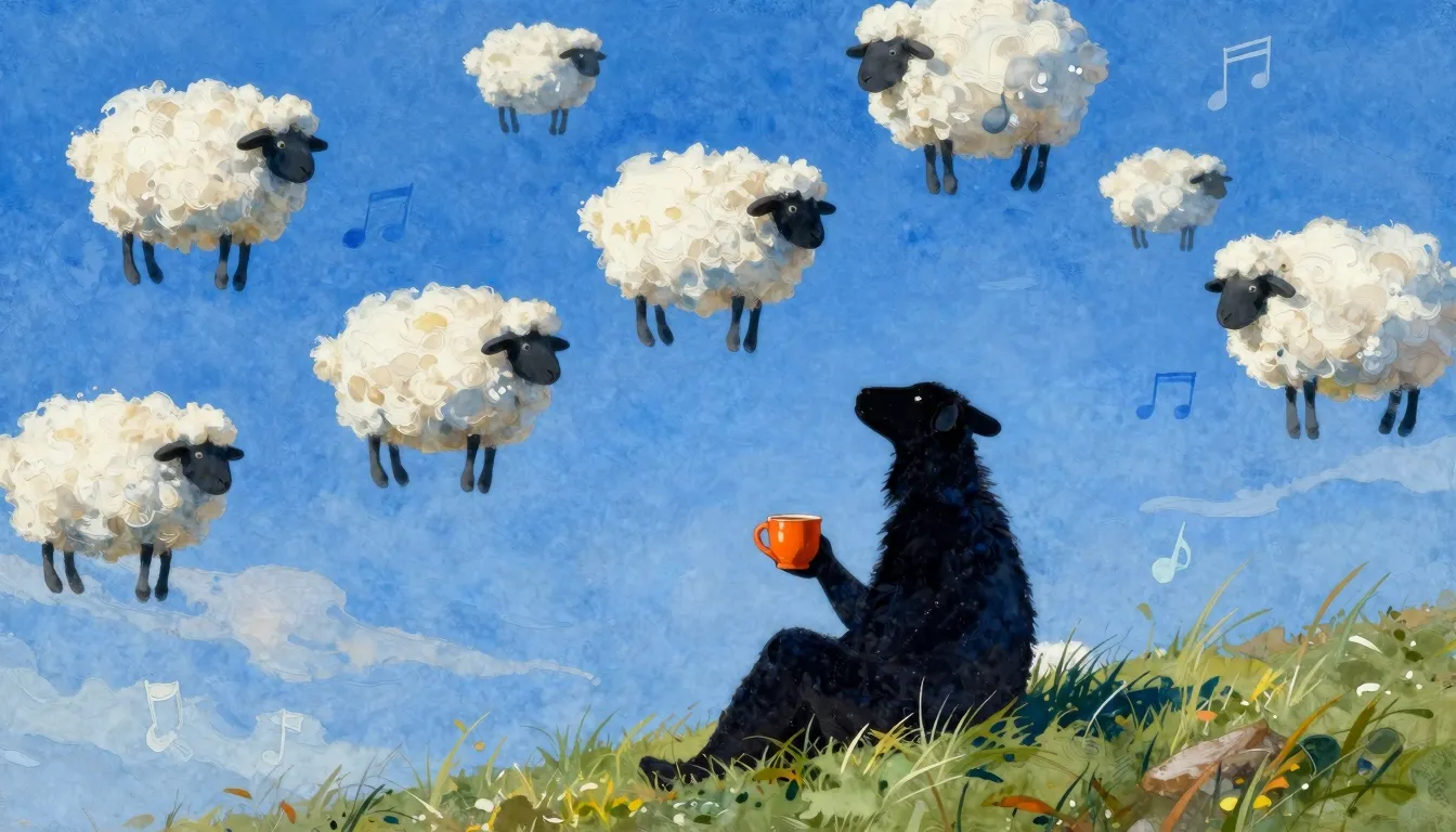 Vibrant watercolor style. A lonely silhouette of a shepherd ...