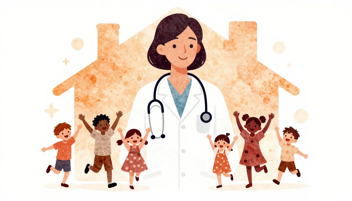 Watercolor style. Silhouette of a female medical worker with...