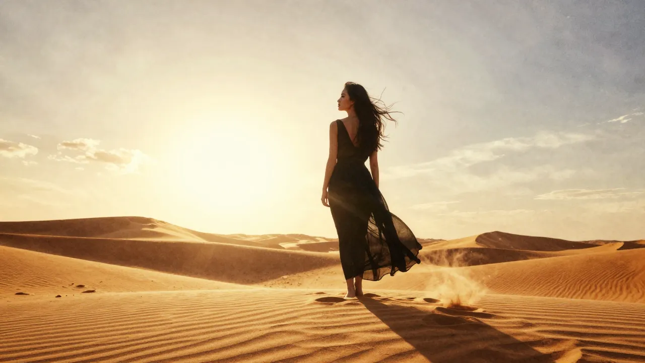Watercolor style. Silhouette of a graceful woman walking on ...