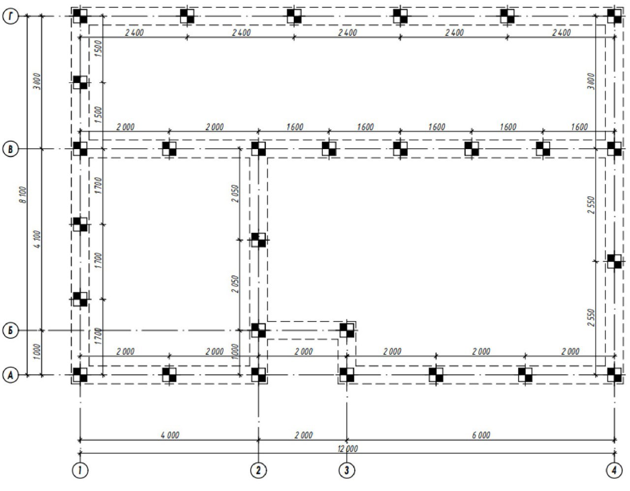 Свайное поле 28 ЖБ свай С40.30 под ростверк