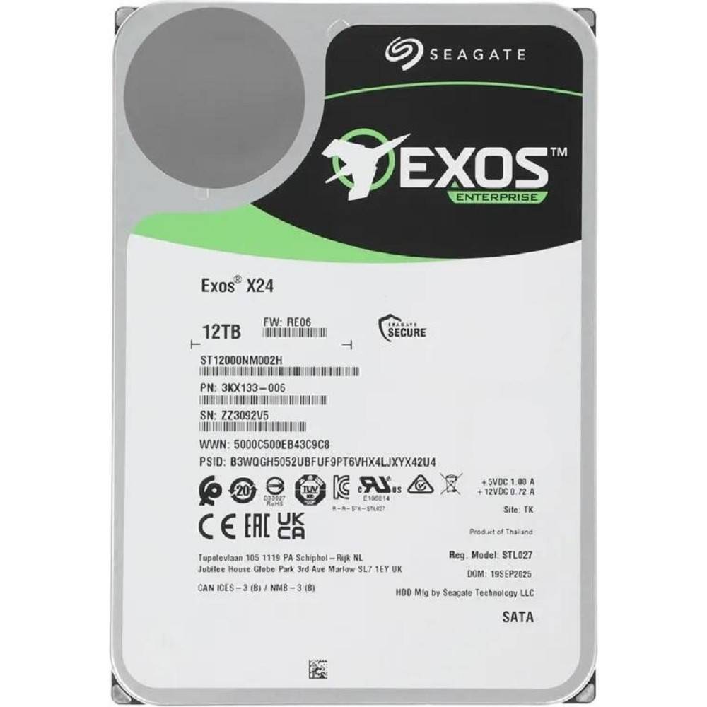 Seagate 12TB Exos X24  {SATA 6Gb/s, 7200 rpm, 512mb buffer, 3.5"}