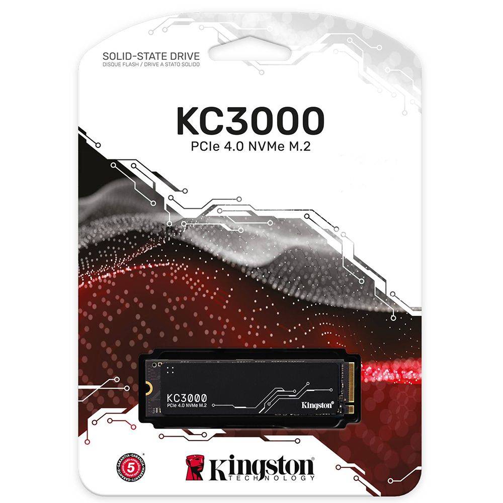 Kingston Твердотельный KC3000 M.2 2280 SKC3000S/512G 512GB Client SSD PCIe 4.0 NVMe, 7000/3900, IOPS 450/900K, MTBF 1.8M, 3D TLC, 400TBW, 0.71DWPD, with Heat Spreader