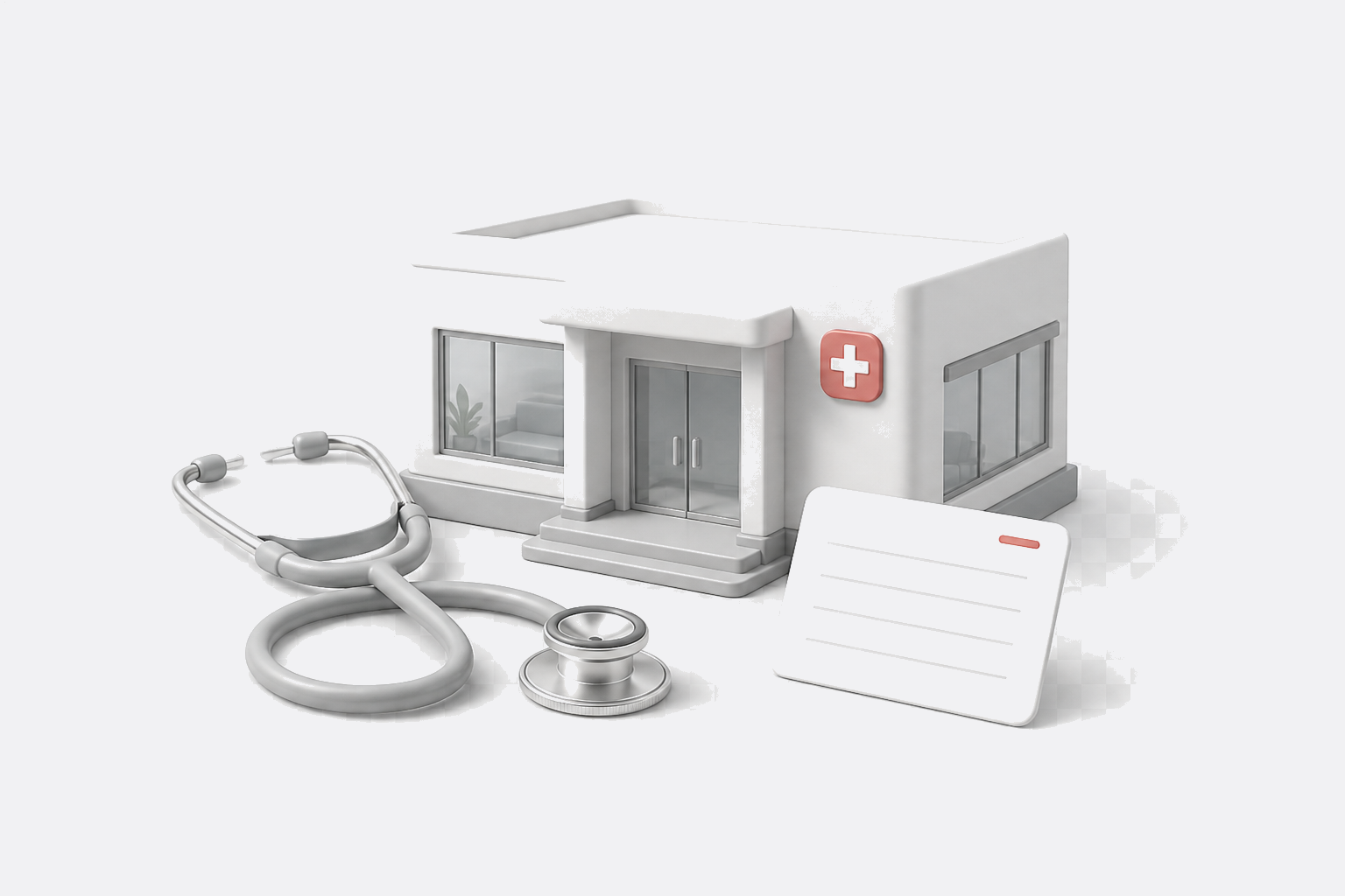 Premium 3D scene of outpatient clinic, diagnostics and ambulatory care