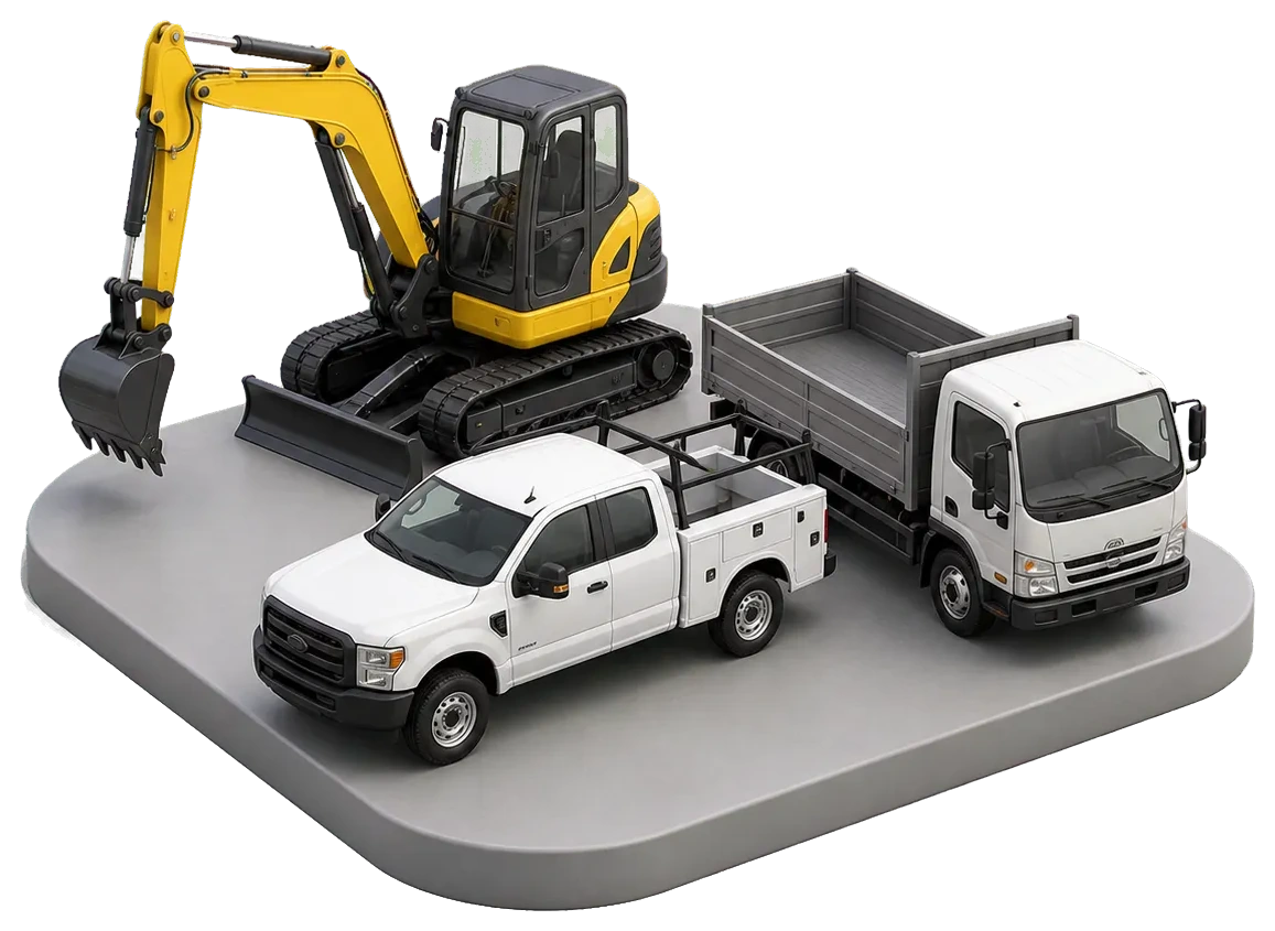 3D экскаватор и сервисный пикап для автопарка
