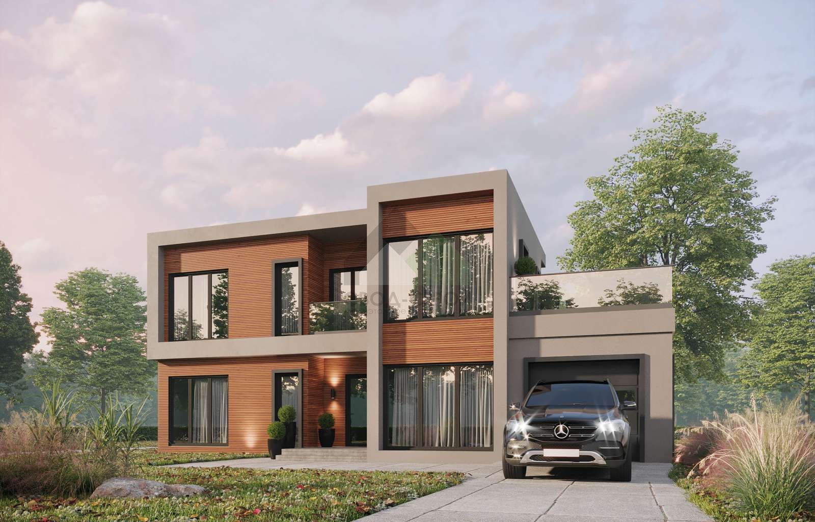 Дом с гаражом С-265 ГБ «High-Tech»