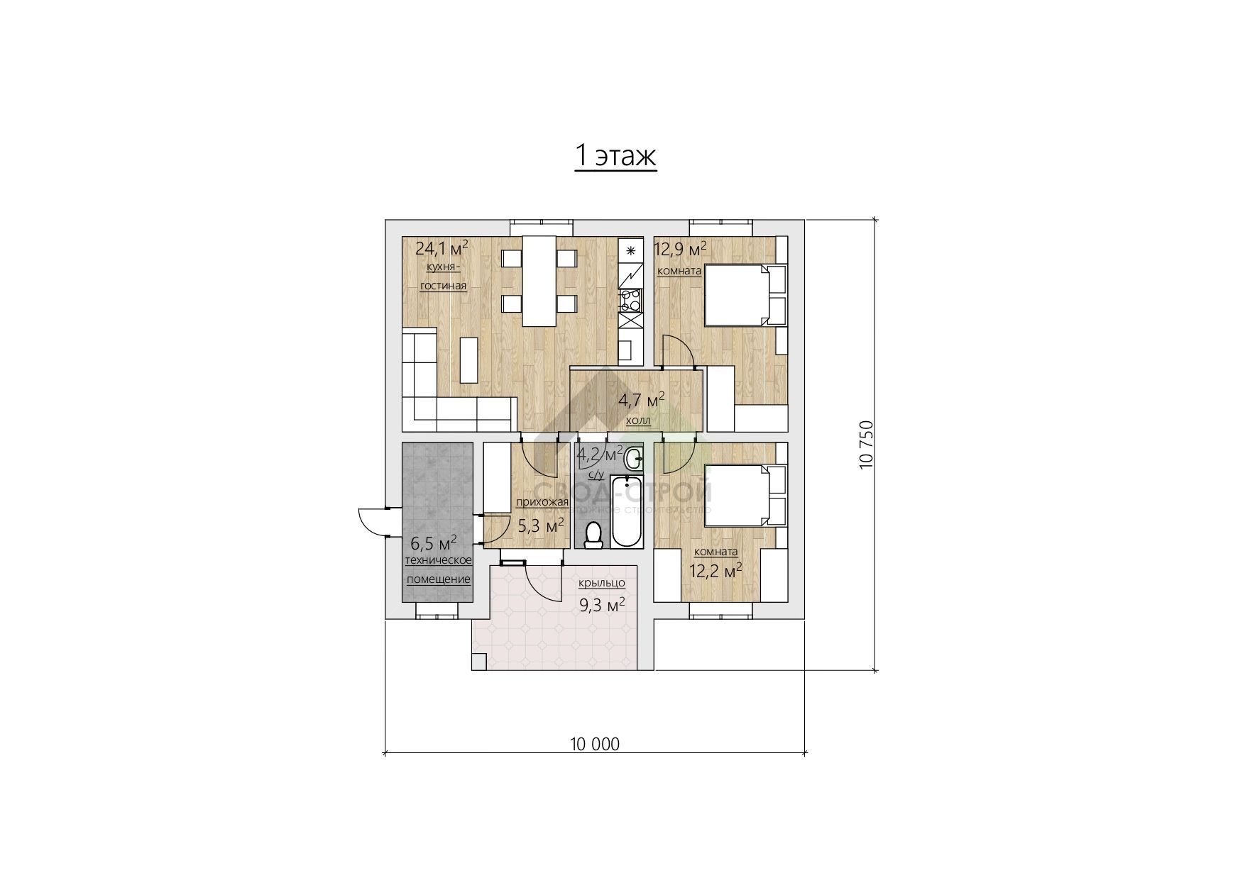 Коттедж каркасный С-102 КР «Рондаш»