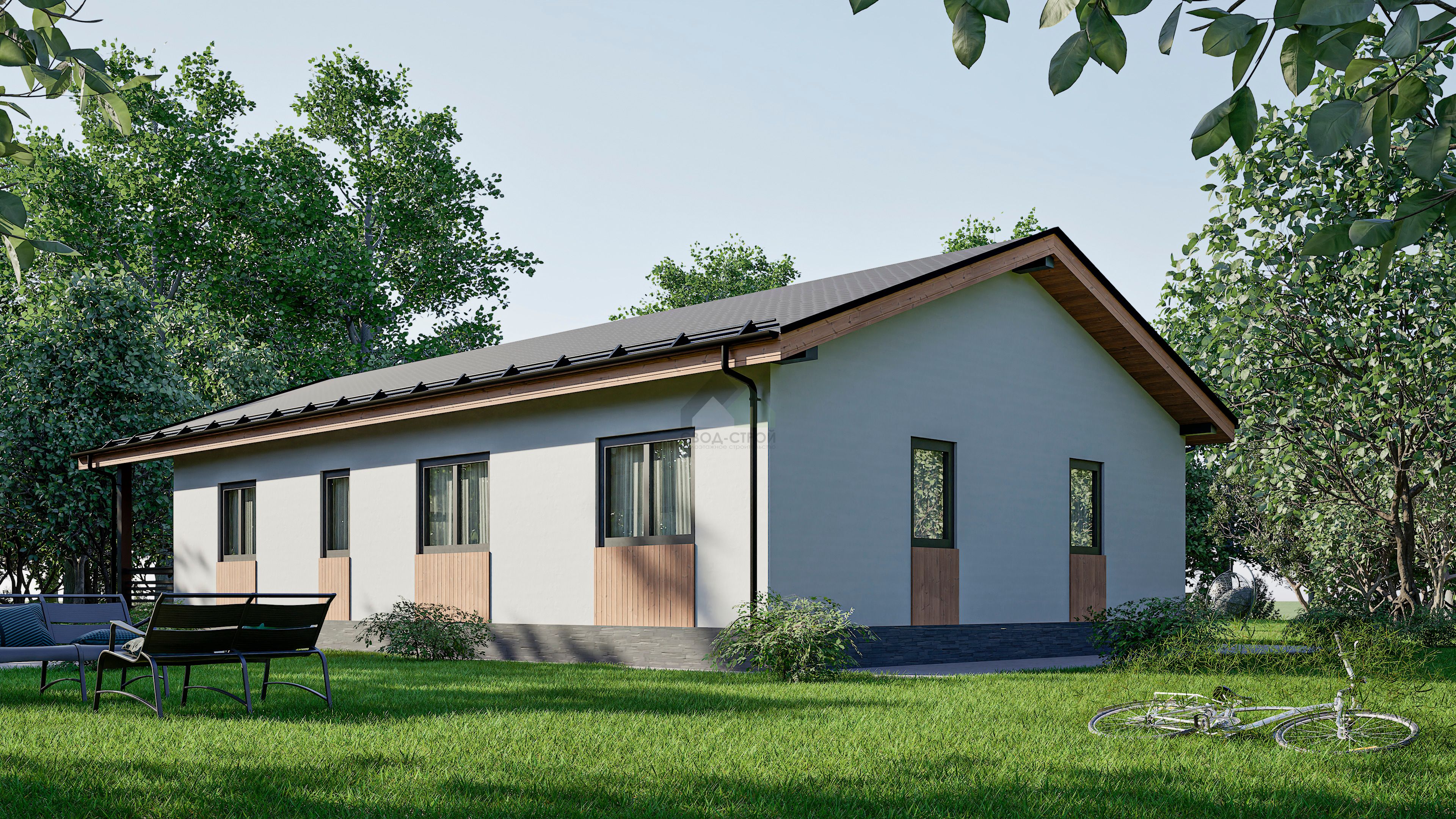 Дом из газобетонных блоков С-184 ГБ «Сталь»