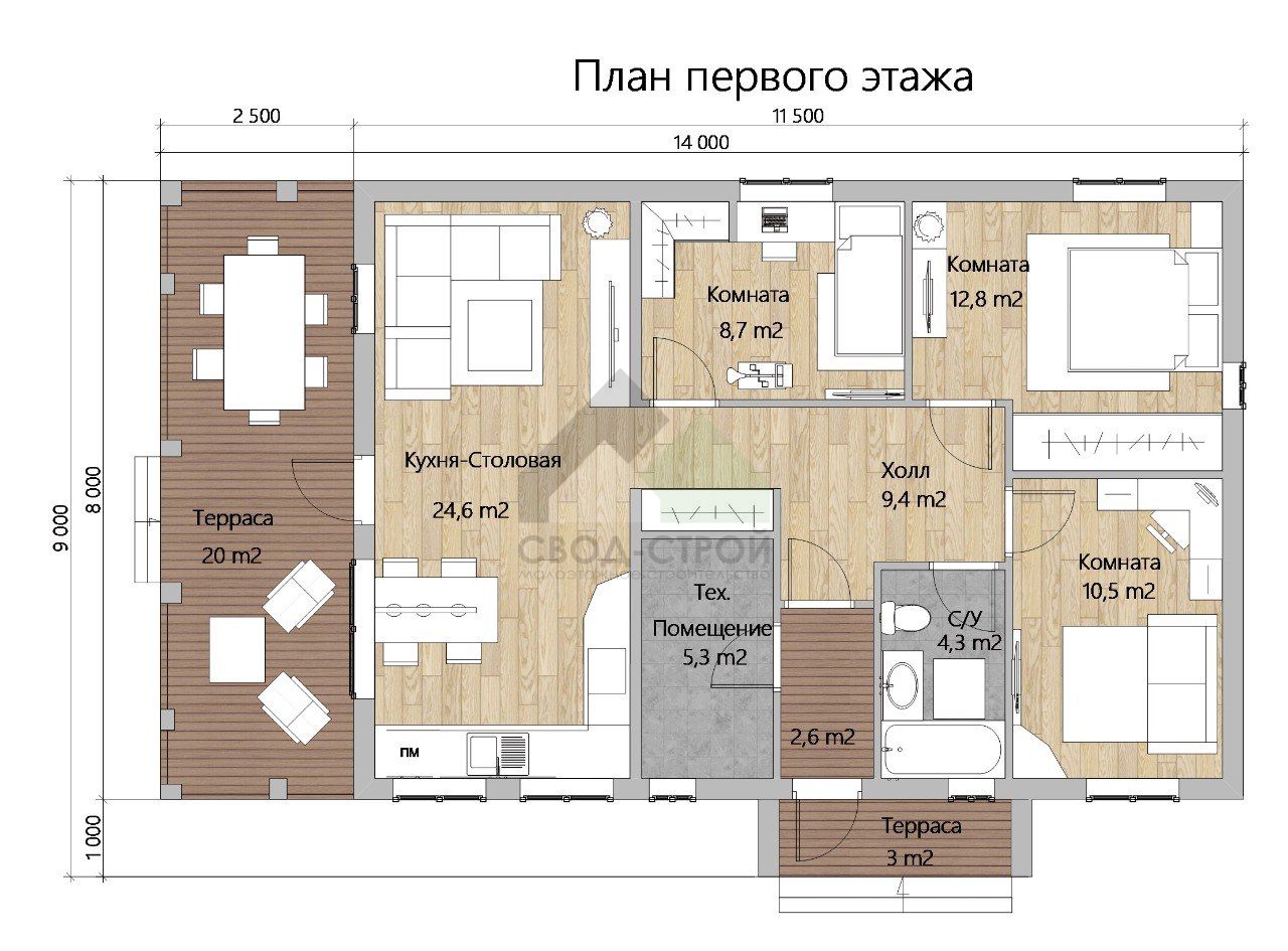 Коттедж каркасный С-115 КР «Сканди»