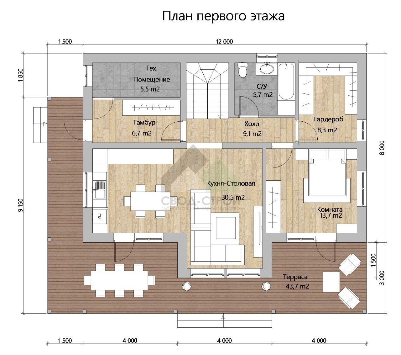 Дом из газобетонных блоков С-248 ГБ «Бета»