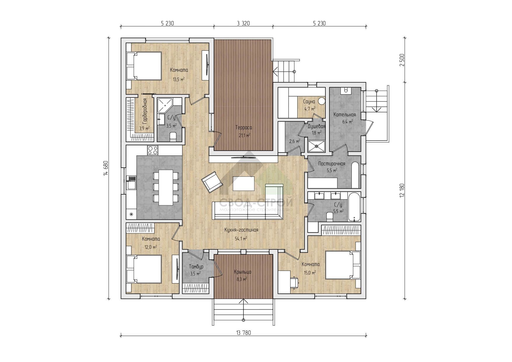 Коттедж каркасный С-190 КР «Удача»