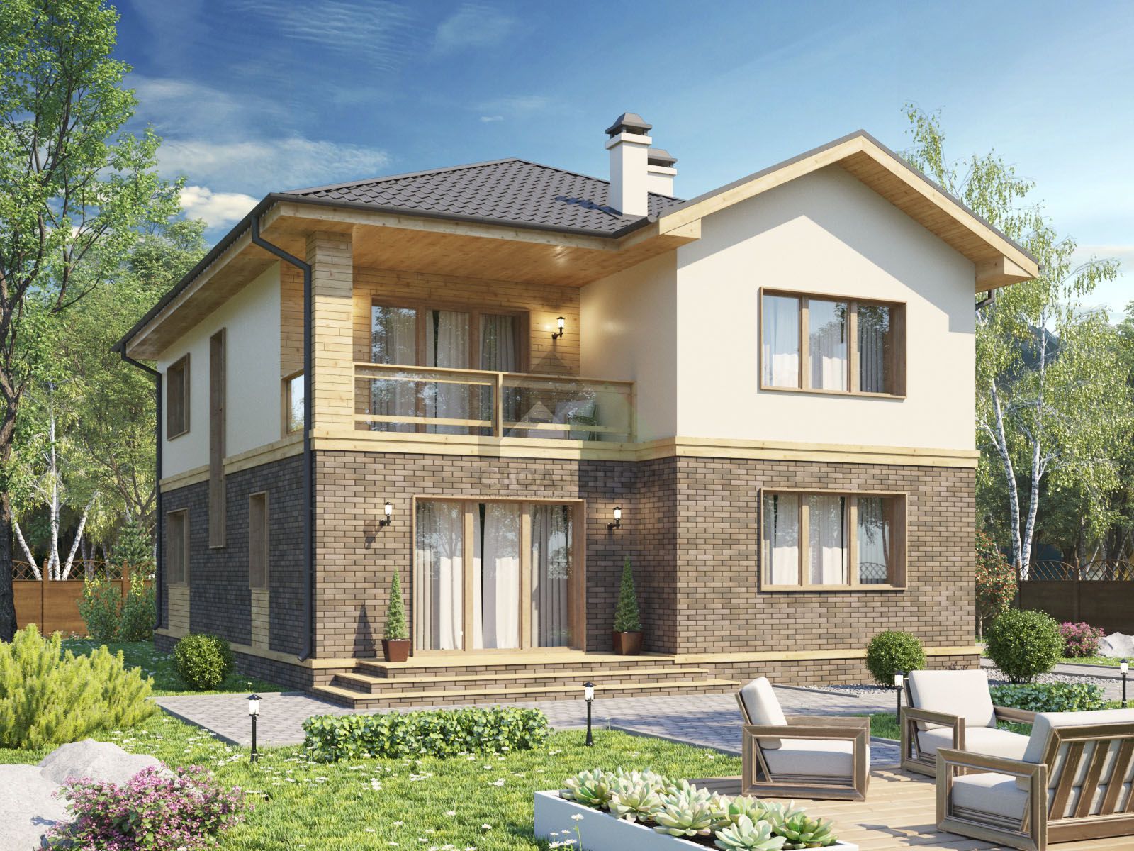 Газобетонный дом с балконом С-242 ГБ «Сияние»