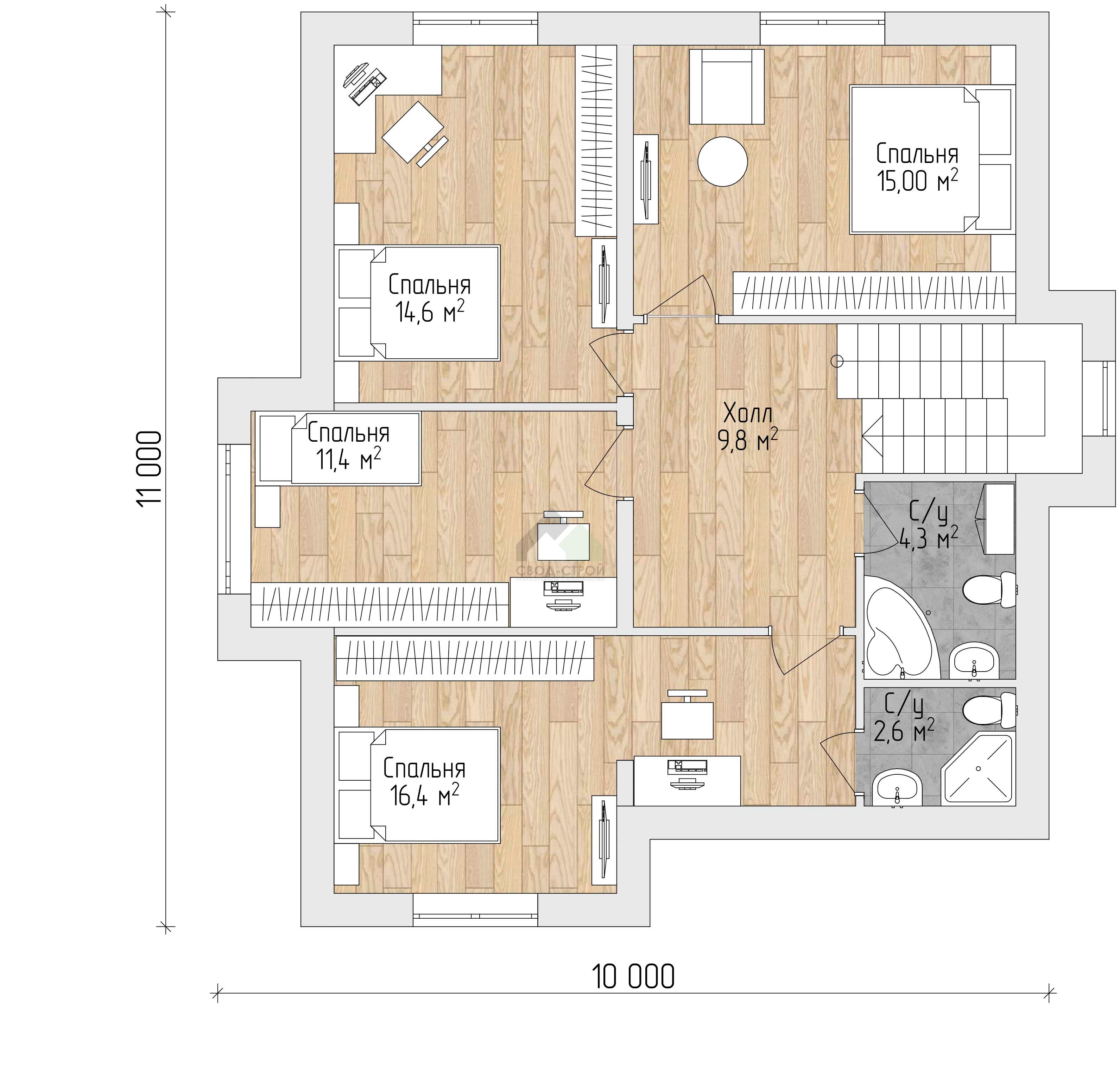 Дом из газобетонных блоков С-221 ГБ «Чехов»