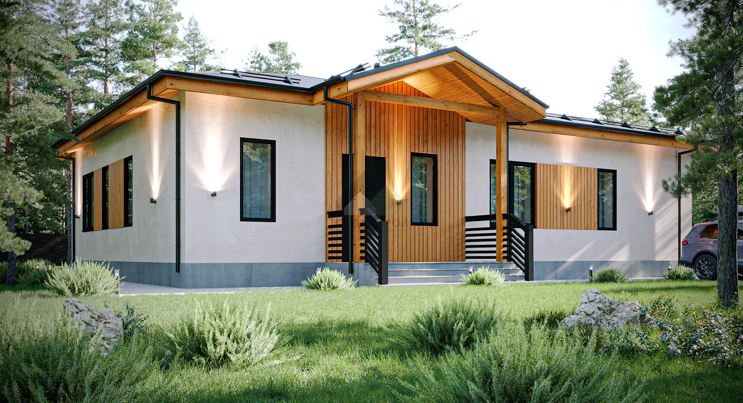 Дом из газобетонных блоков С-141 ГБ «Монарх»