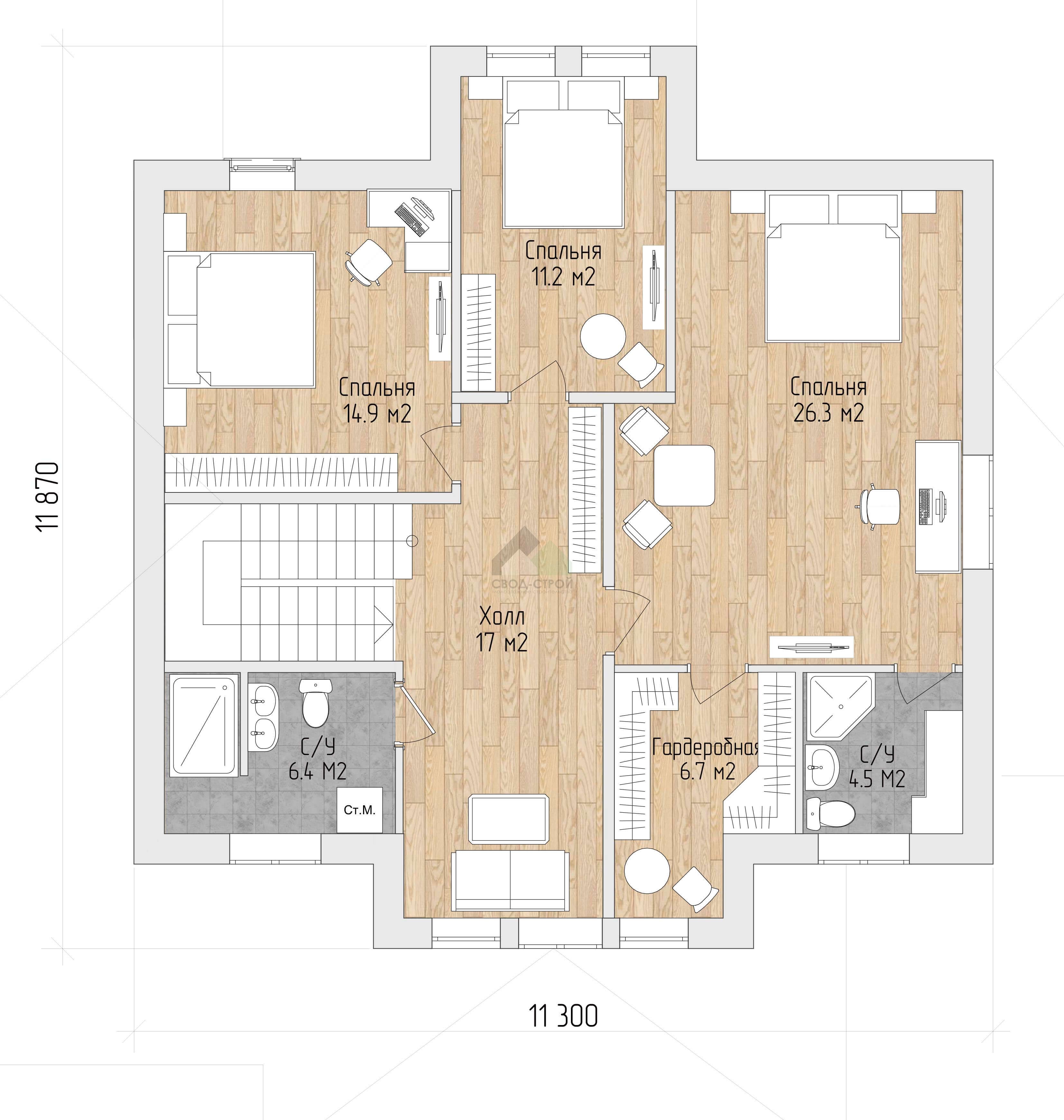 Дом с гаражом С-385 ГБ «Прерий-Райта»
