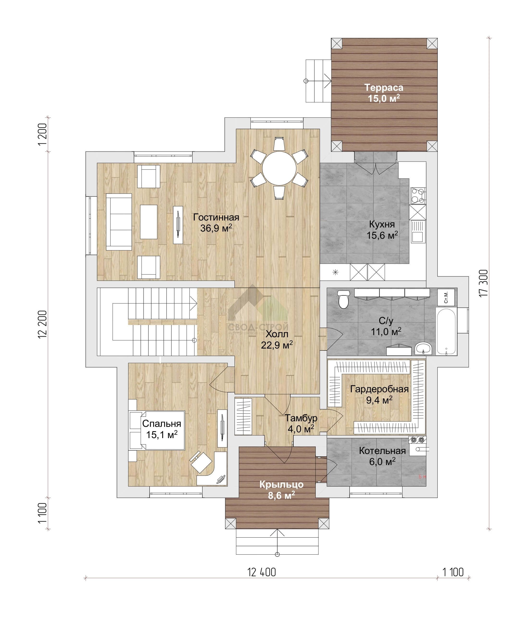 Газобетонный дом с балконом С-327 ГБ «Юпитер»