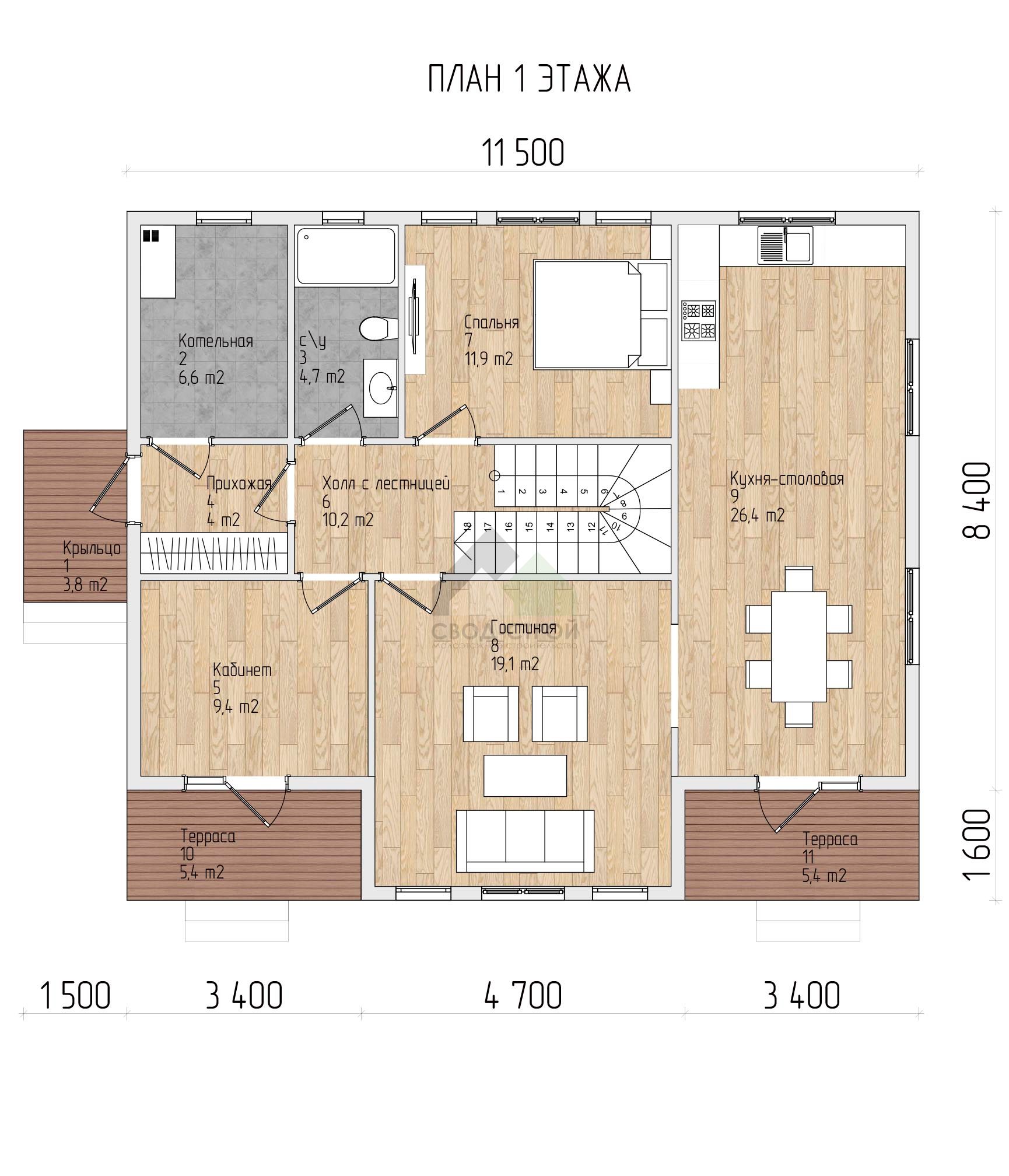 Коттедж каркасный С-234 КР «Ретро»