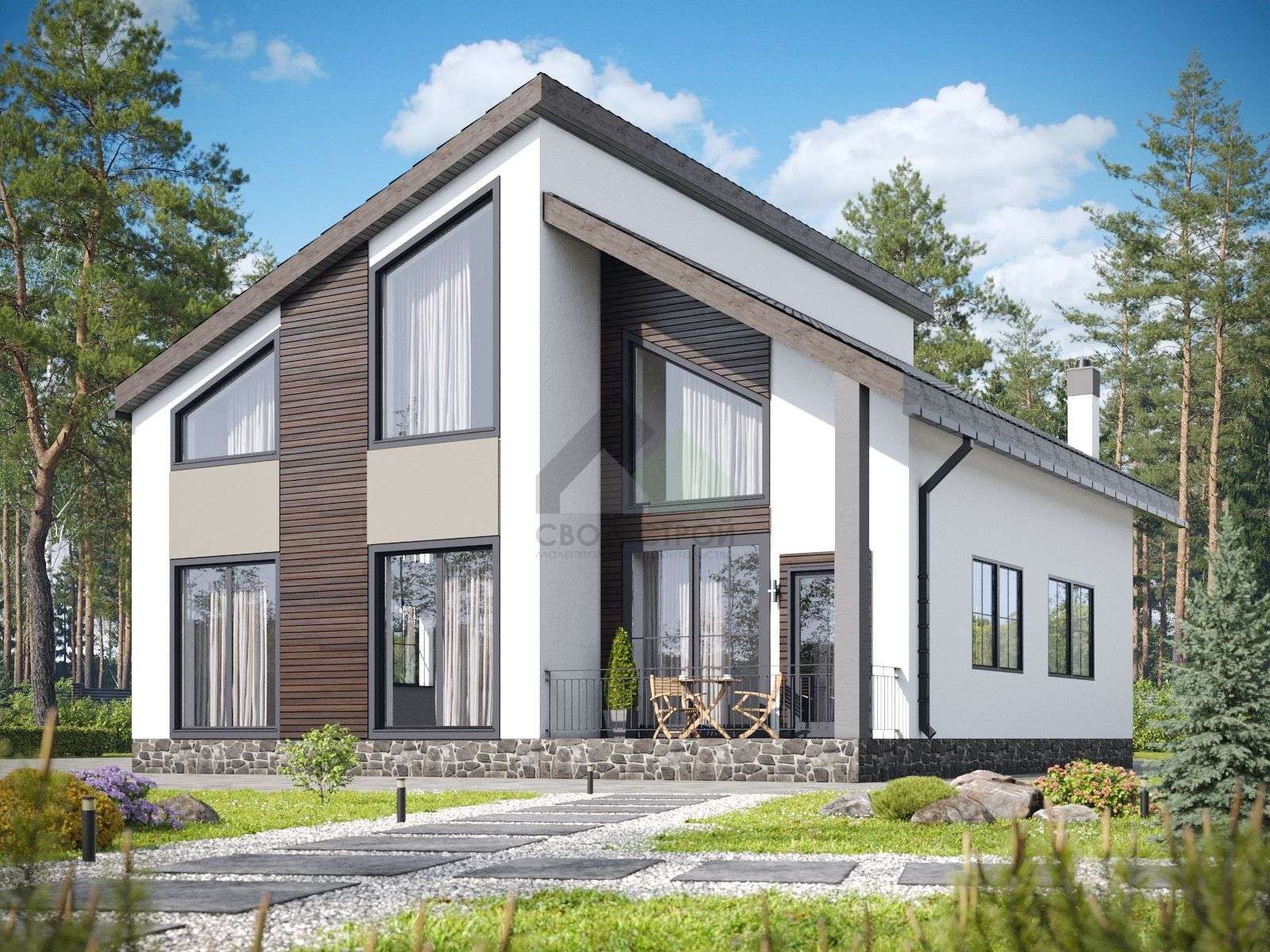 Дом из газобетонных блоков С-211 ГБ «Лето»