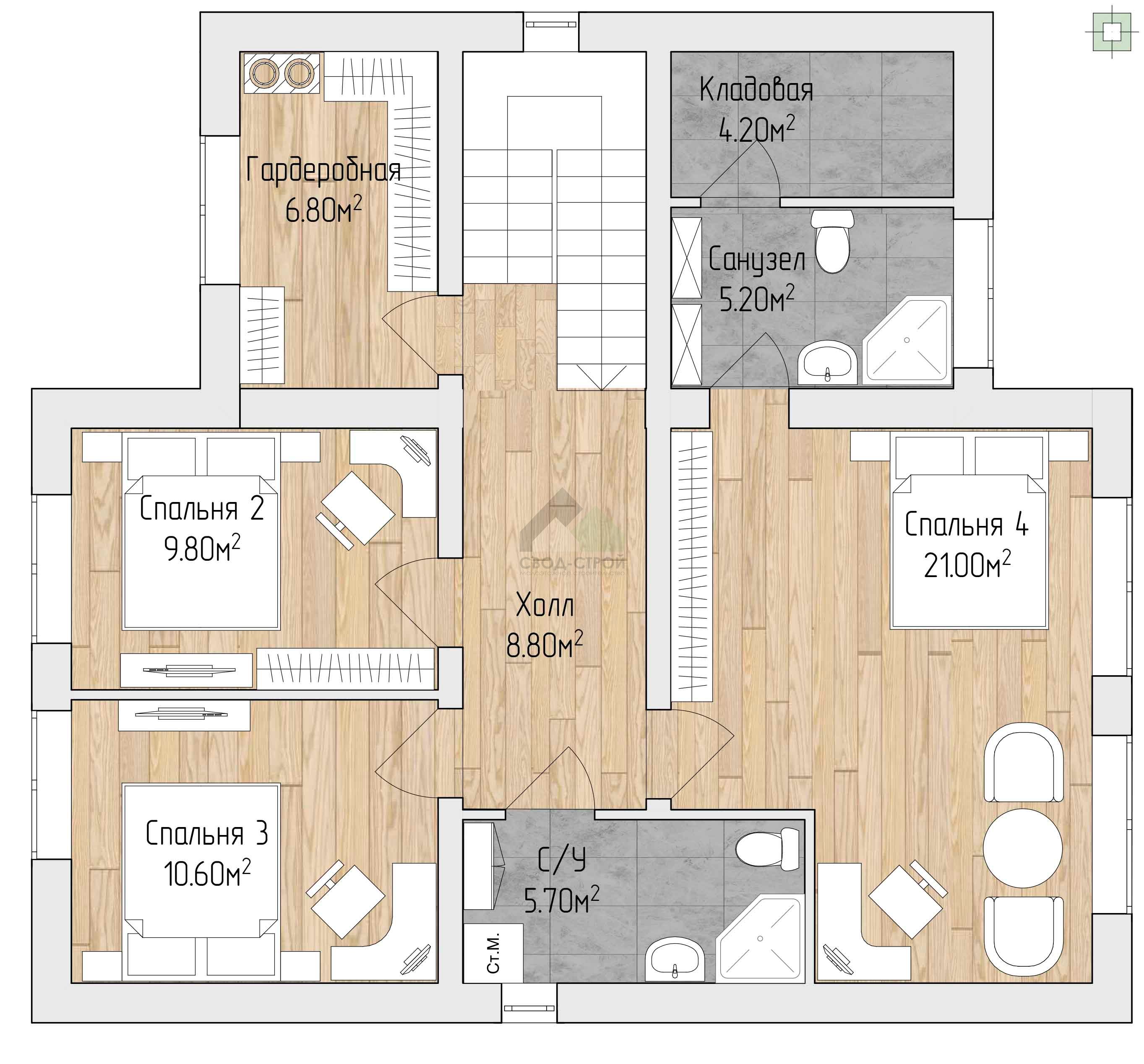 Дом из газобетонных блоков С-211 ГБ «Лето»
