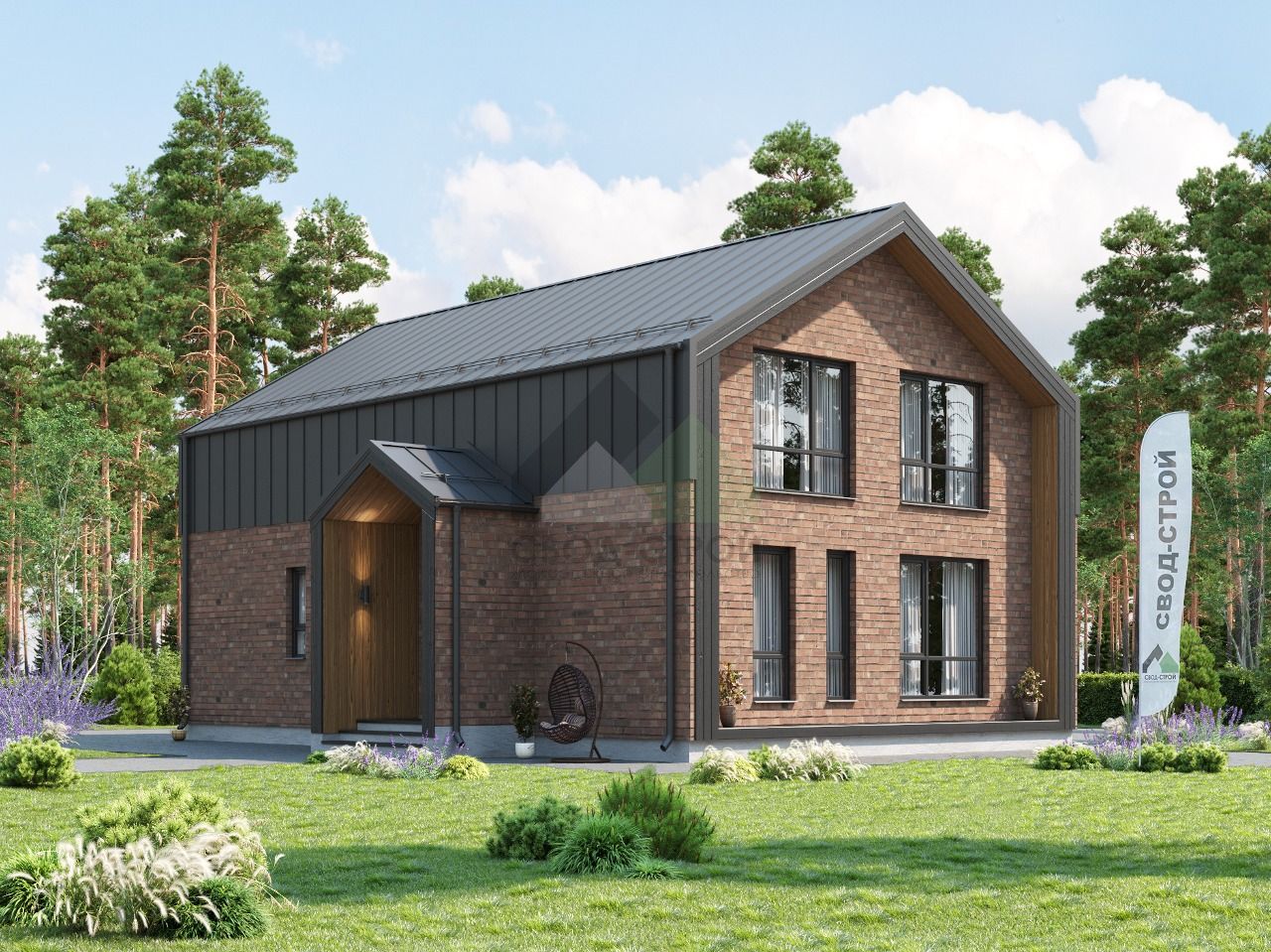 Каркасный дом в стиле Барн в стиле барн С-221 КР «Шервуд»