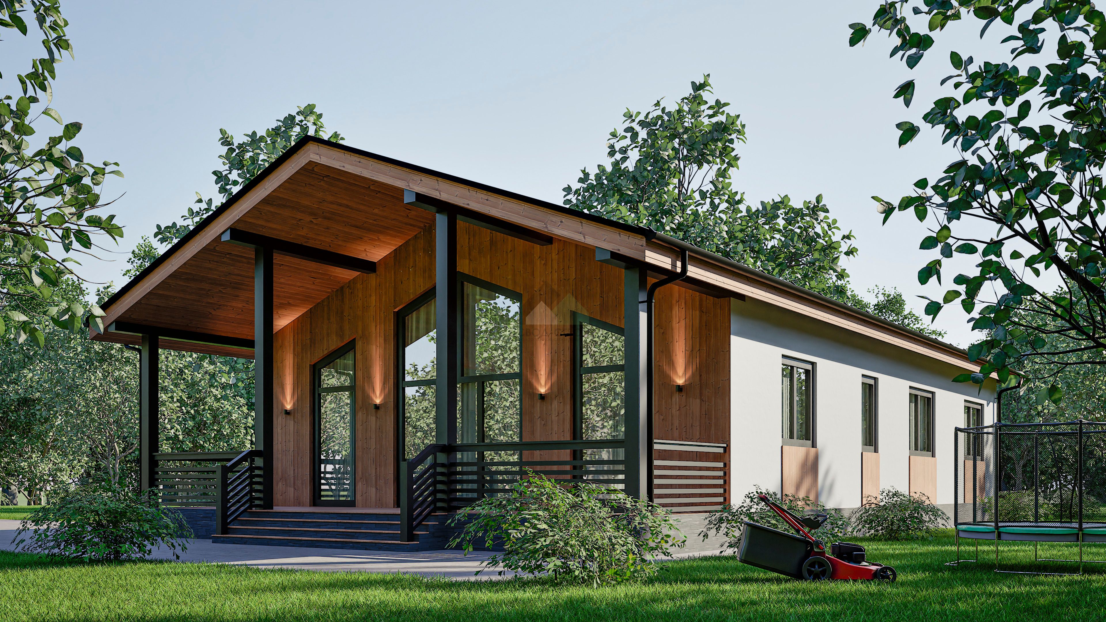 Дом из газобетонных блоков С-184 ГБ «Сталь»