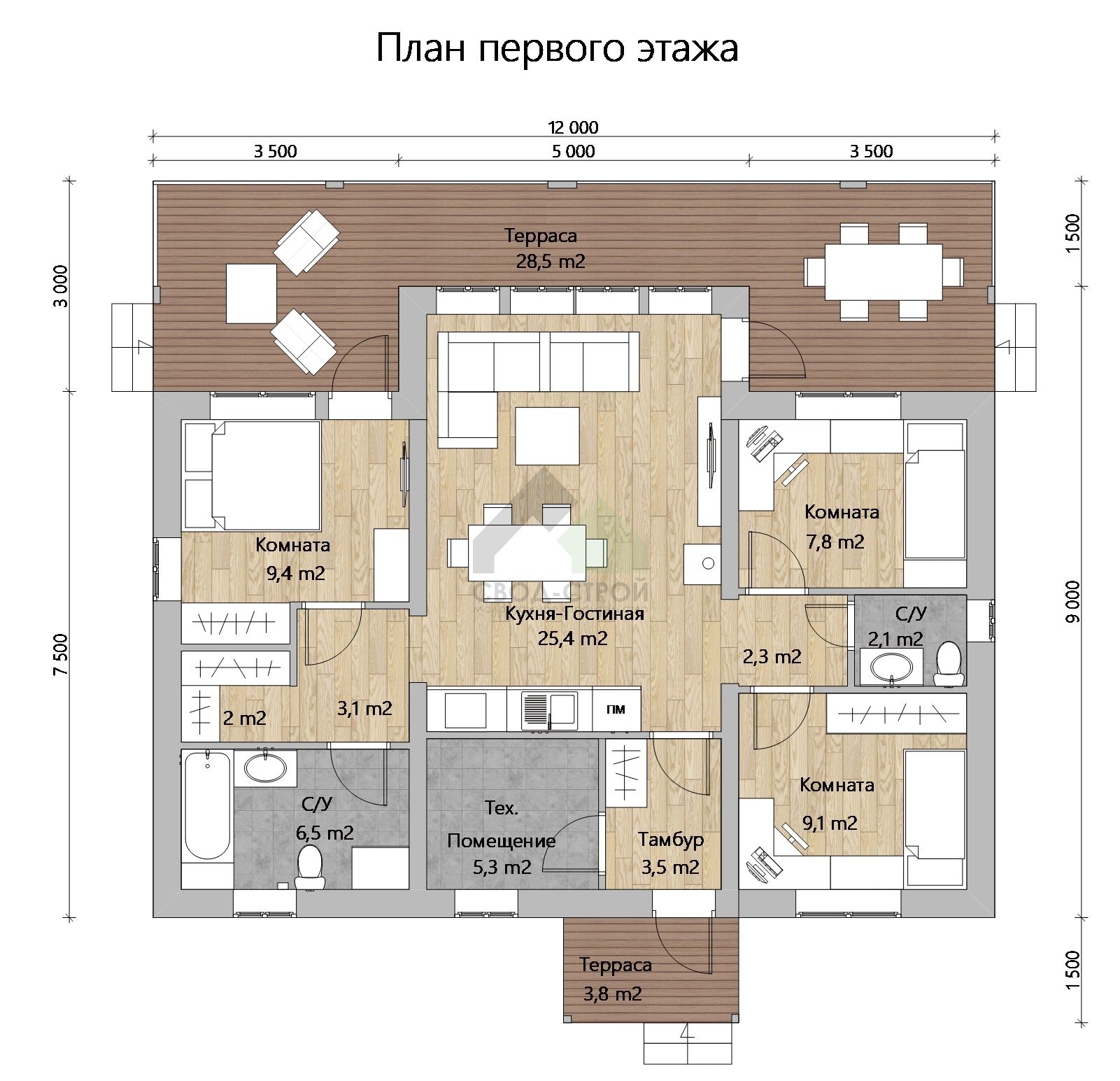 Дом из газобетонных блоков С-129 ГБ «Суоми»