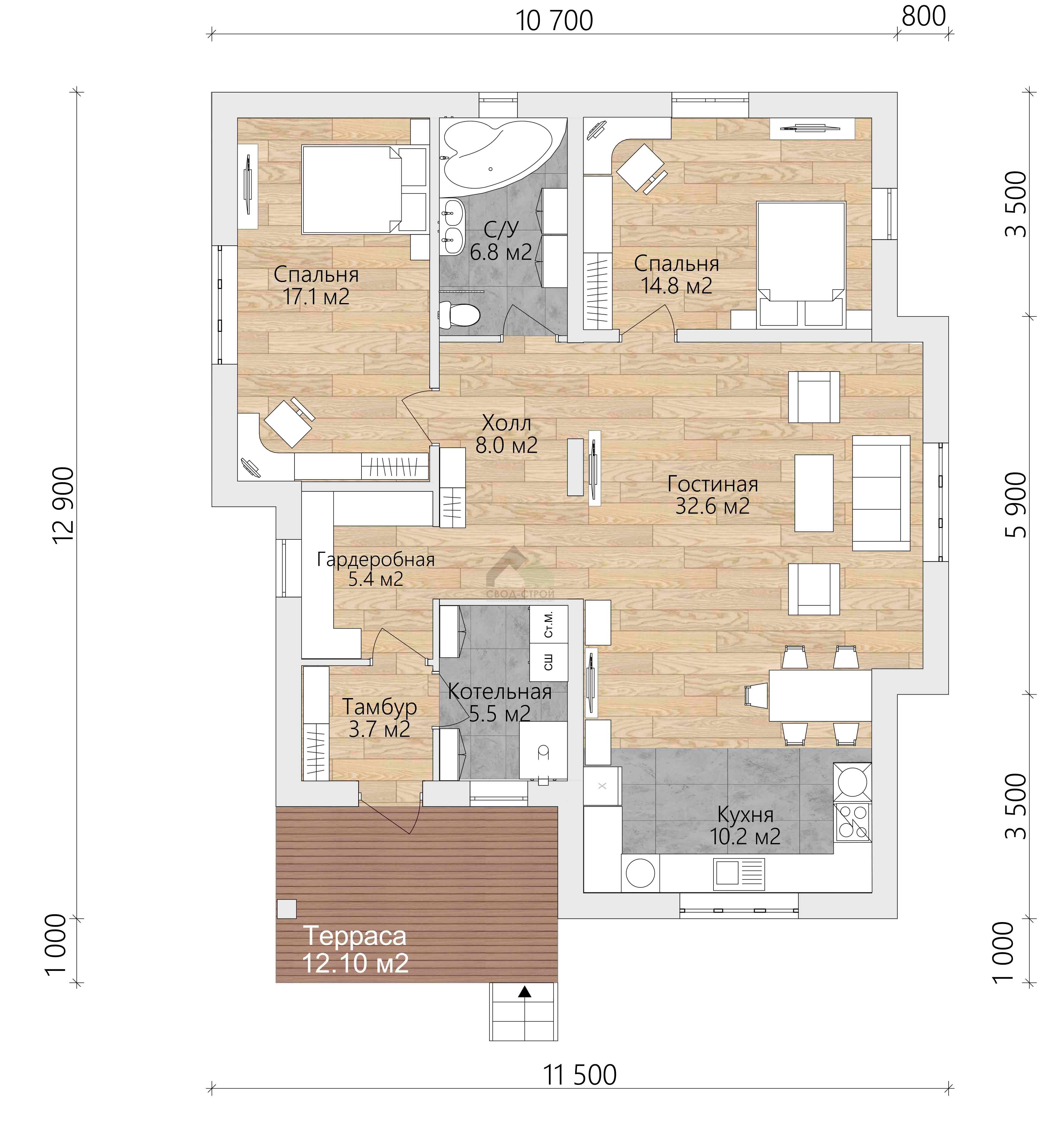 Дом из газобетонных блоков С-141 ГБ «Бельгия»