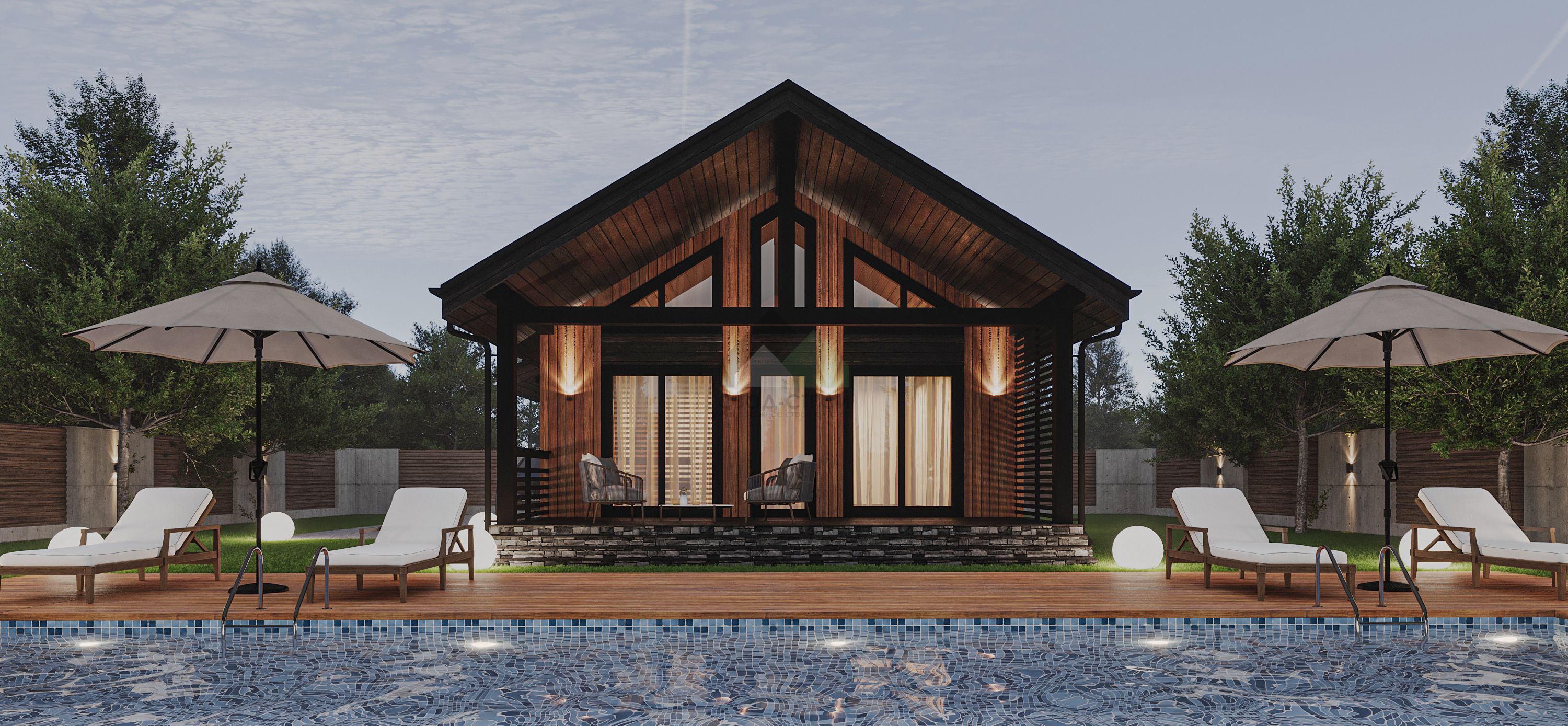 Дом из газобетонных блоков С-100 ГБ «Люмен»